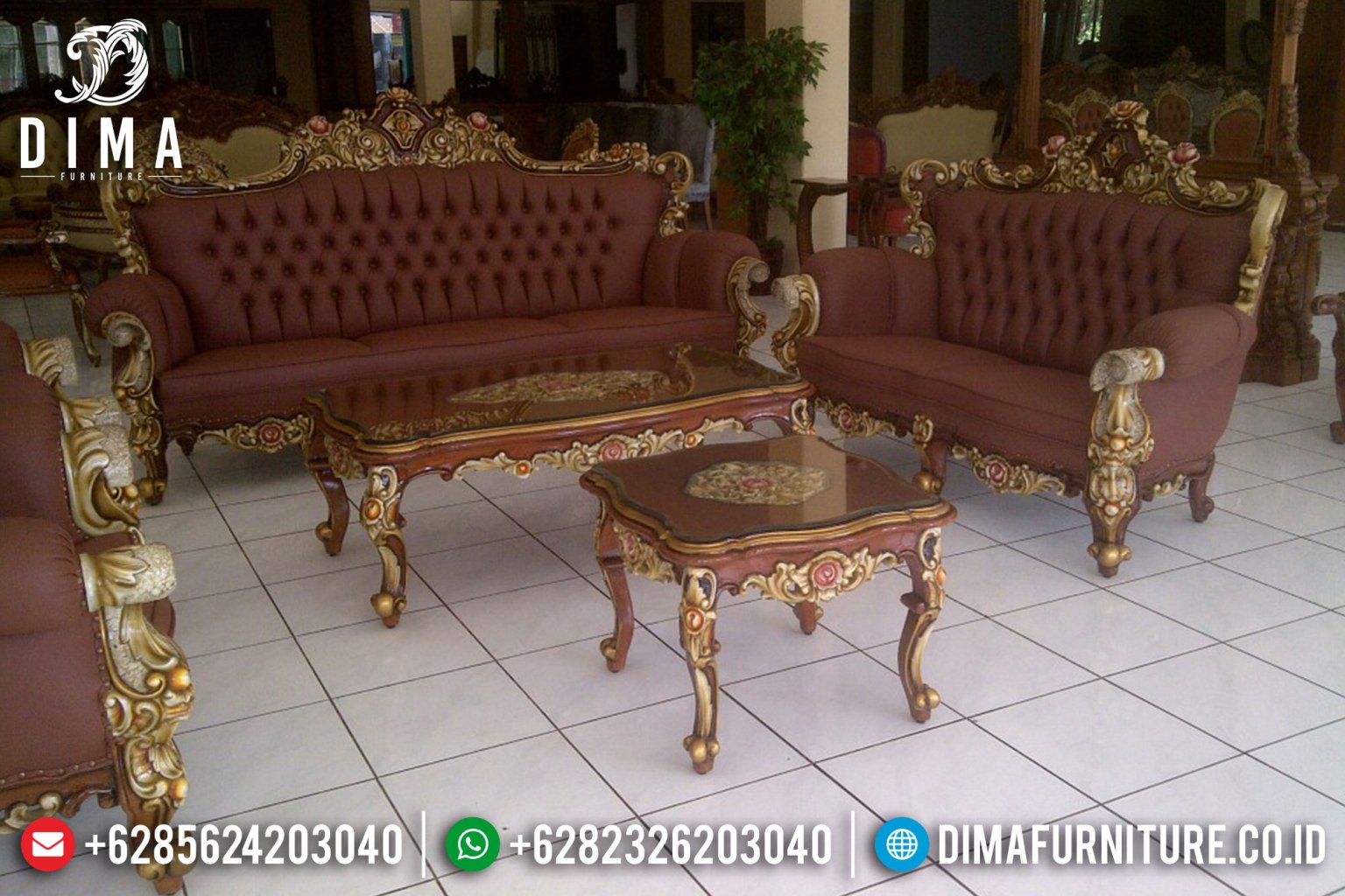 1 Set Kursi Sofa Tamu Ukir Jati Jepara Mewah Klasik Terbaru DF-0363