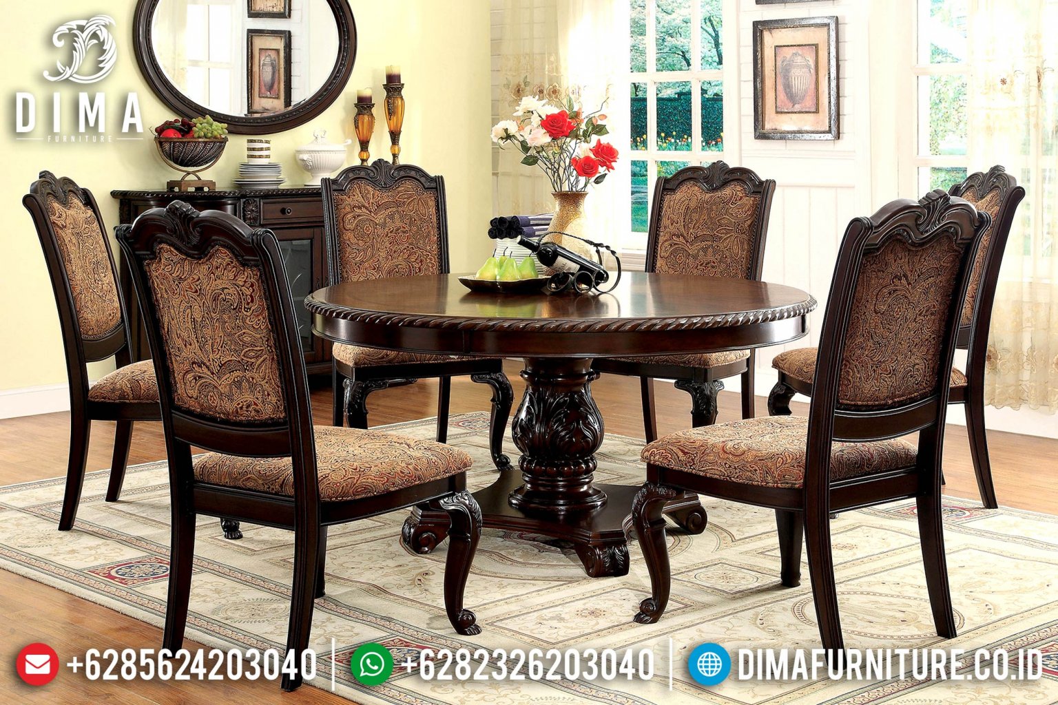 Mebel Jepara Set Meja Makan Minimalis Mewah Jati Natural PU DF0721