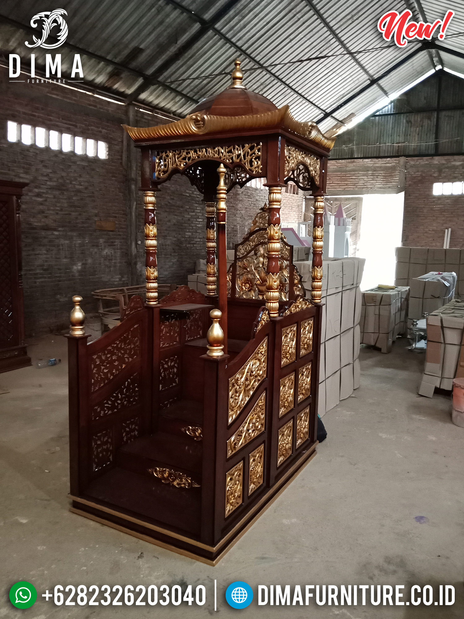 Mimbar Masjid Ukir Jati Jepara Luxury Desain Inspiring TTJ-0870