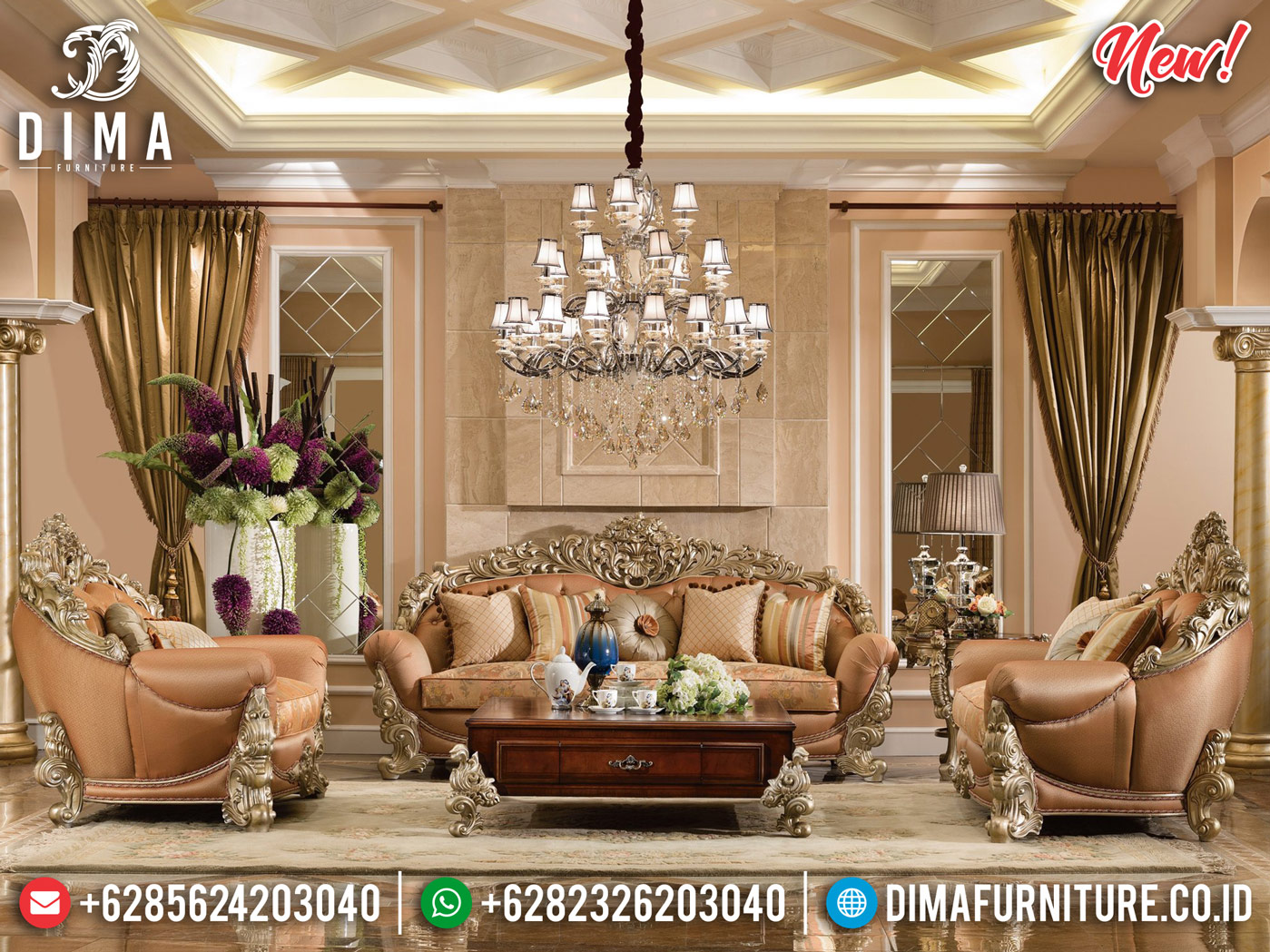 Luxurious Sofa Tamu Mewah Jepara Gold Natural DF-1301 Gambar 2