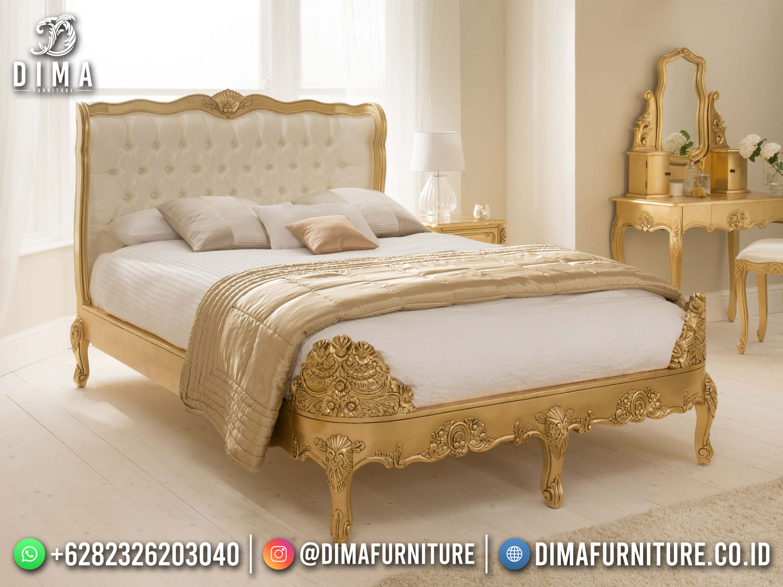 Harga Tempat Tidur Mewah Klasik Jepara Luxury Elegant Golden Duco DF-1576