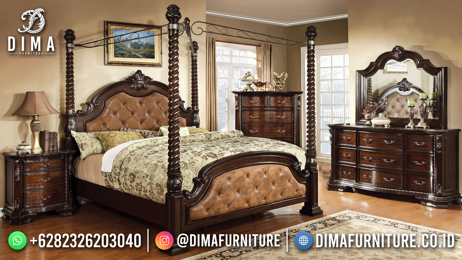 Jual Tempat Tidur Mewah Klasik Luxury Elegant Natural Color DF-1565