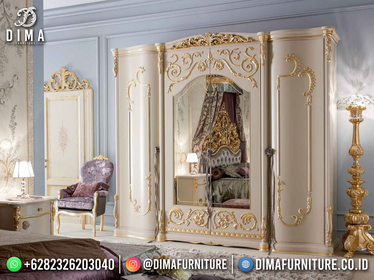 Glamour Desain Lemari Pakaian 4 Pintu With Mirror New Df-1720