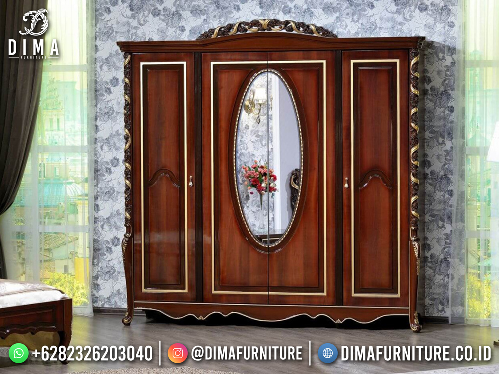 Best Sale Lemari Baju Kaca Mewah Classic Luxury Furniture Jepara DF-2109
