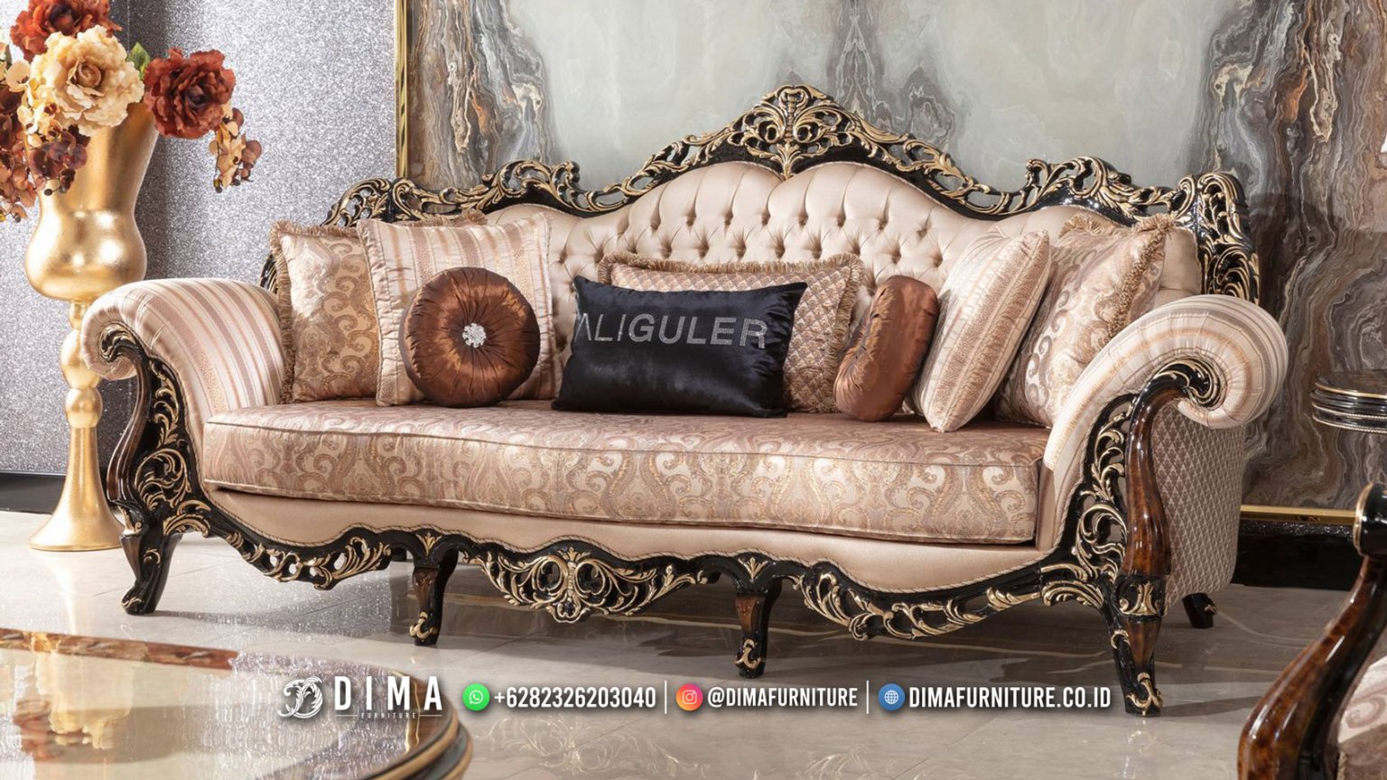 Model Kursi Ruang Tamu Mewah Sofa 3 Dudukan Rekomendasi Terbaik DF-2156