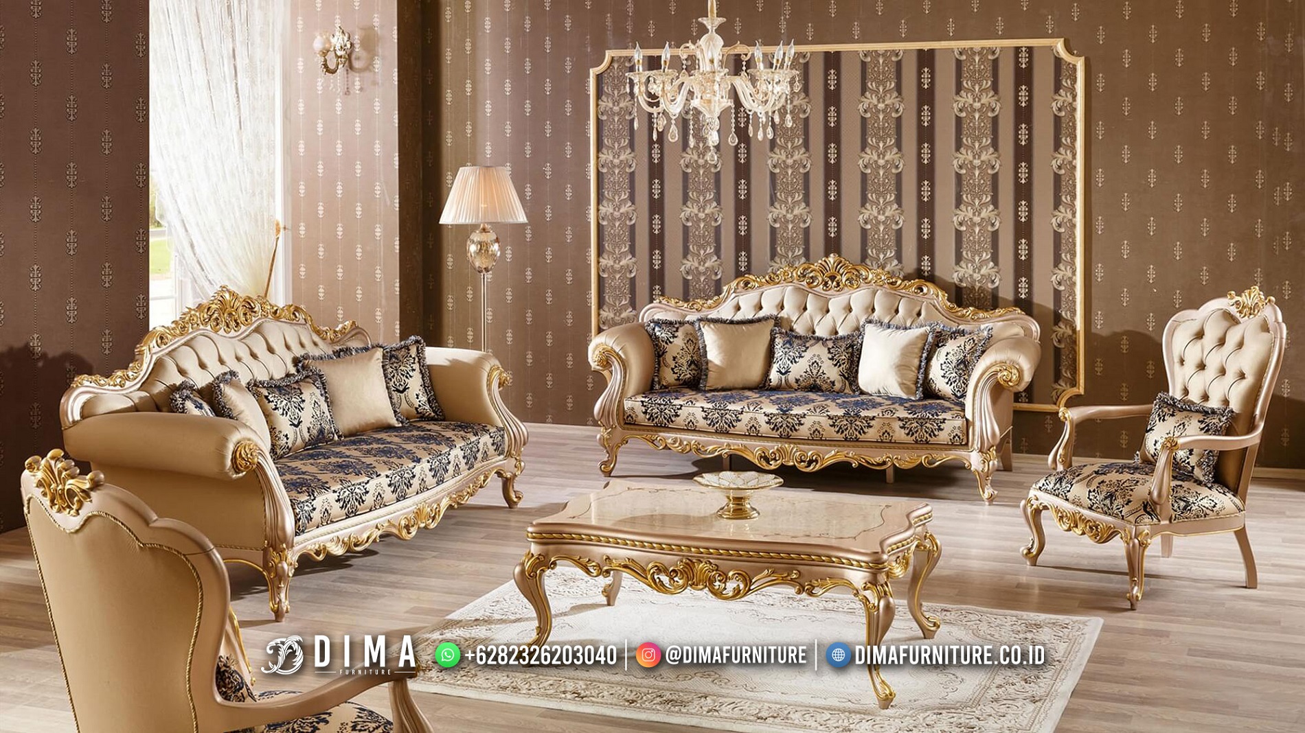 Desain Sofa Tamu Mewah Jepara Luxury Carving Best Seller DF-2285