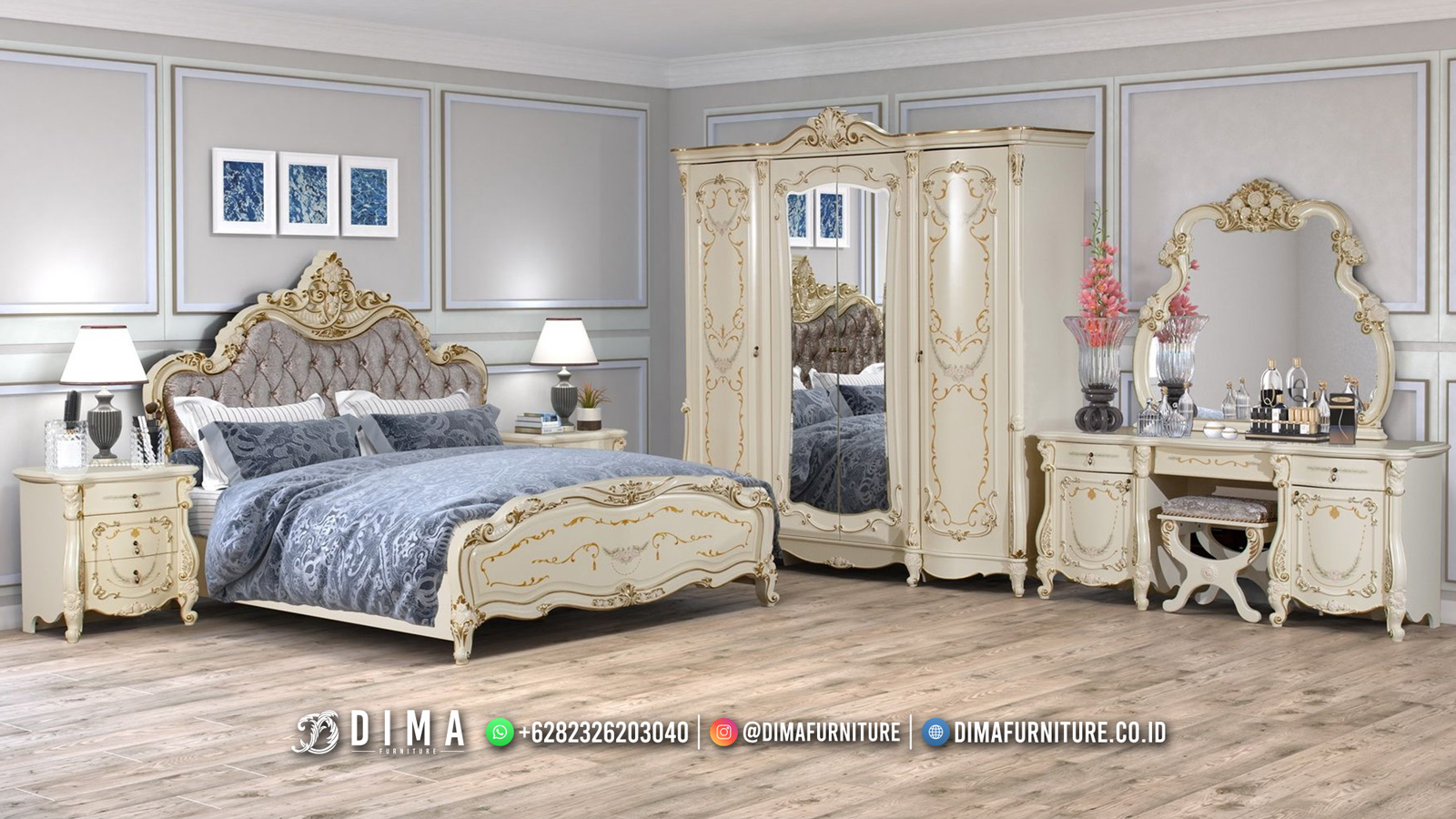 Desain Tempat Tidur Mewah Ukir Jepara Elegan Turki Style DF-2245
