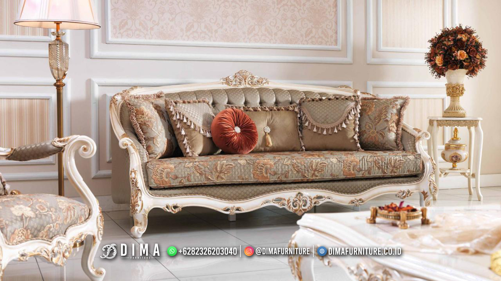 Sofa Mewah Ternbaru White Duco Classic Beauty Aruan DF-2272