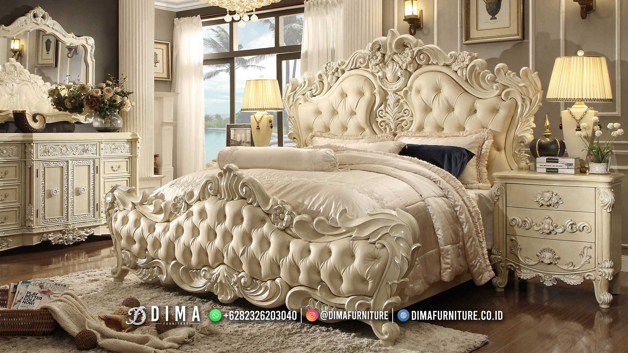 Bestseller Tempat Tidur Mewah Classy, Kamar Set Jepara Luxury Carving DF-2366
