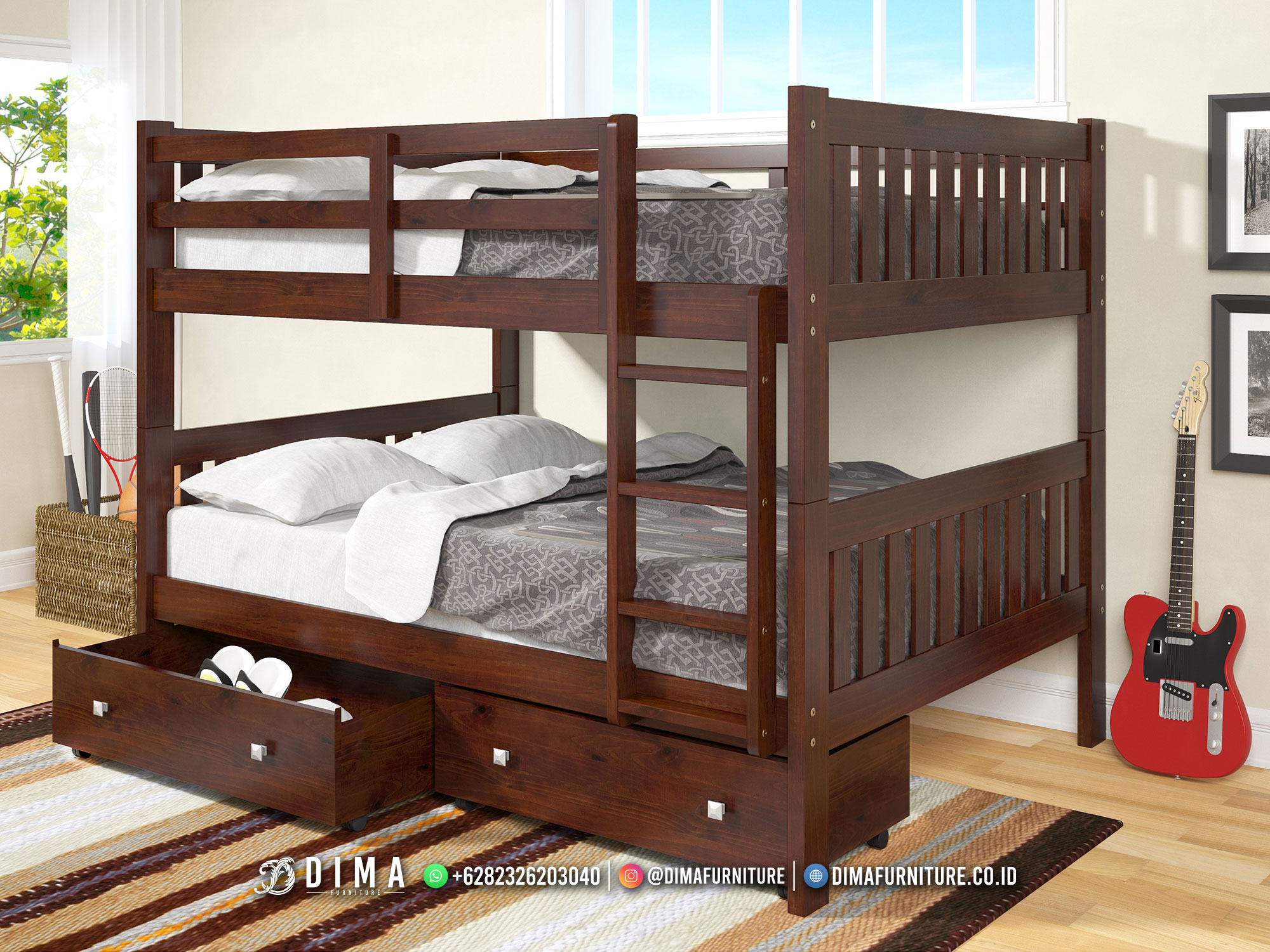 Jual Tempat Tidur Anak Jati Dipan Tingkat Minimalis Solid Wood DF-2361