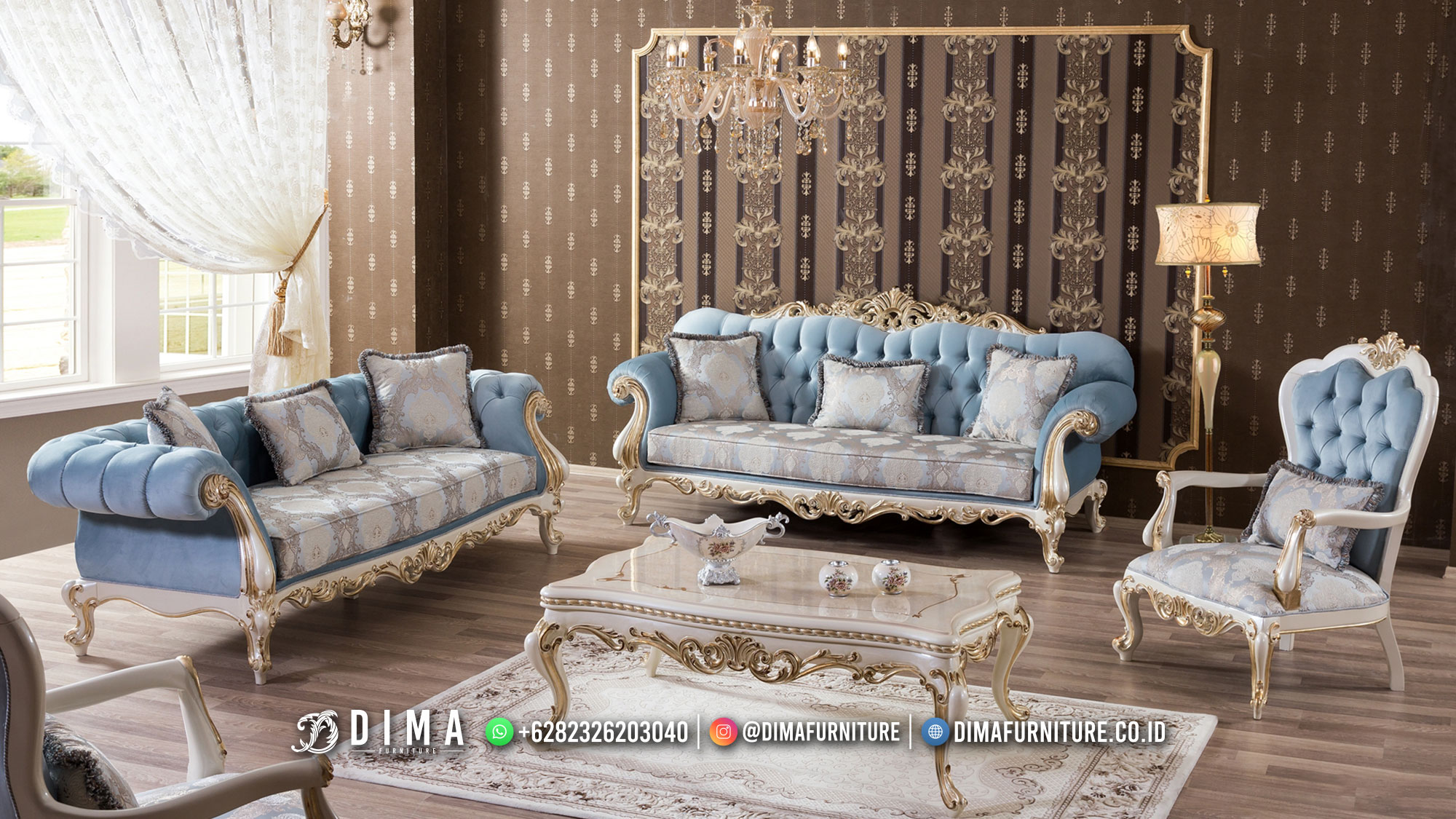 Model Terbaru Sofa Ruang Tamu Mewah Ukir Jepara Luxury Furniture DF-2350