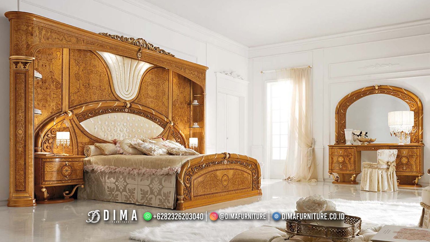 Glamour Elstone Kamar Set Mewah Sultan Dipan Besar Jati Luxury Design Terbaru DF-2392