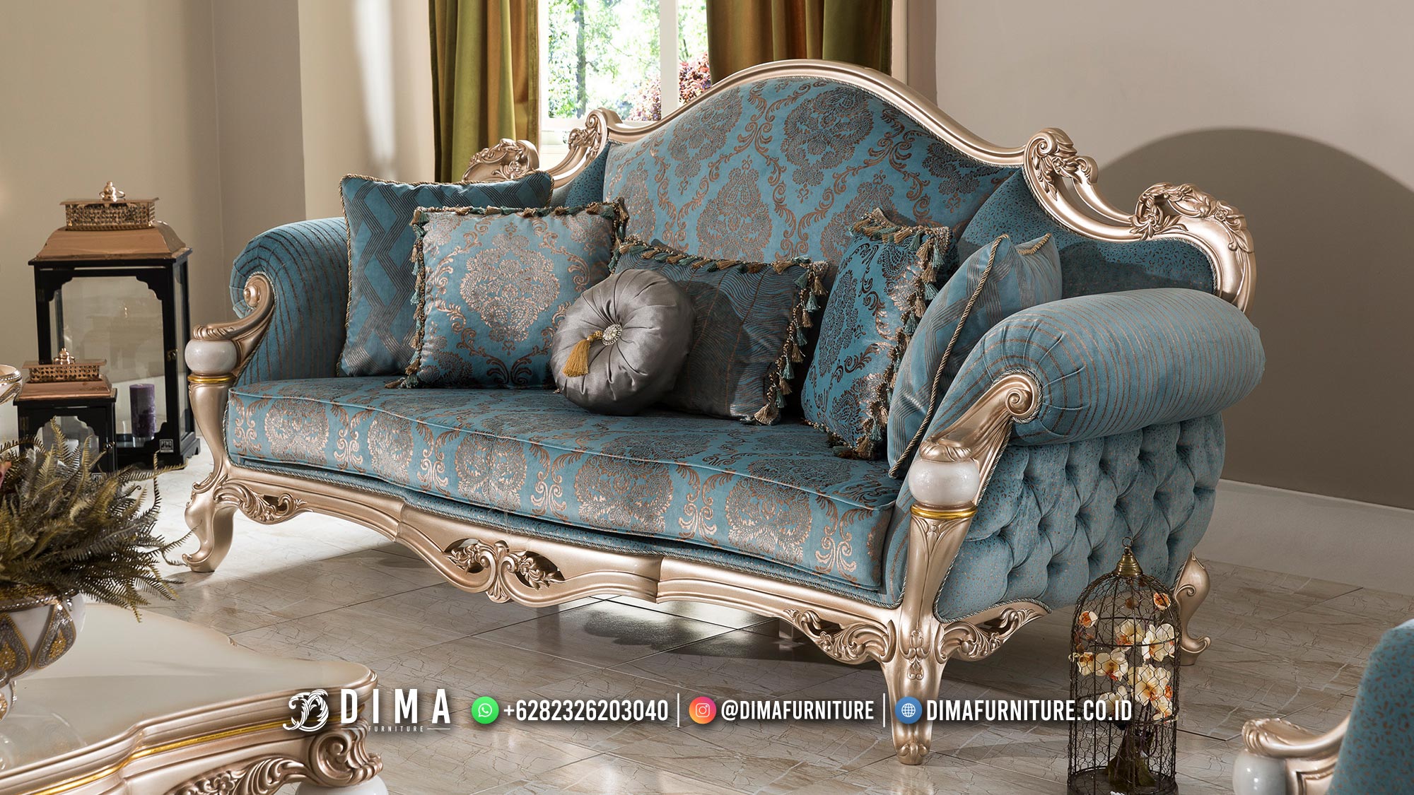 Sofa Ruang Tamu Mewah 3 Dudukan Luxury Carving Jepara New Product DF-2459