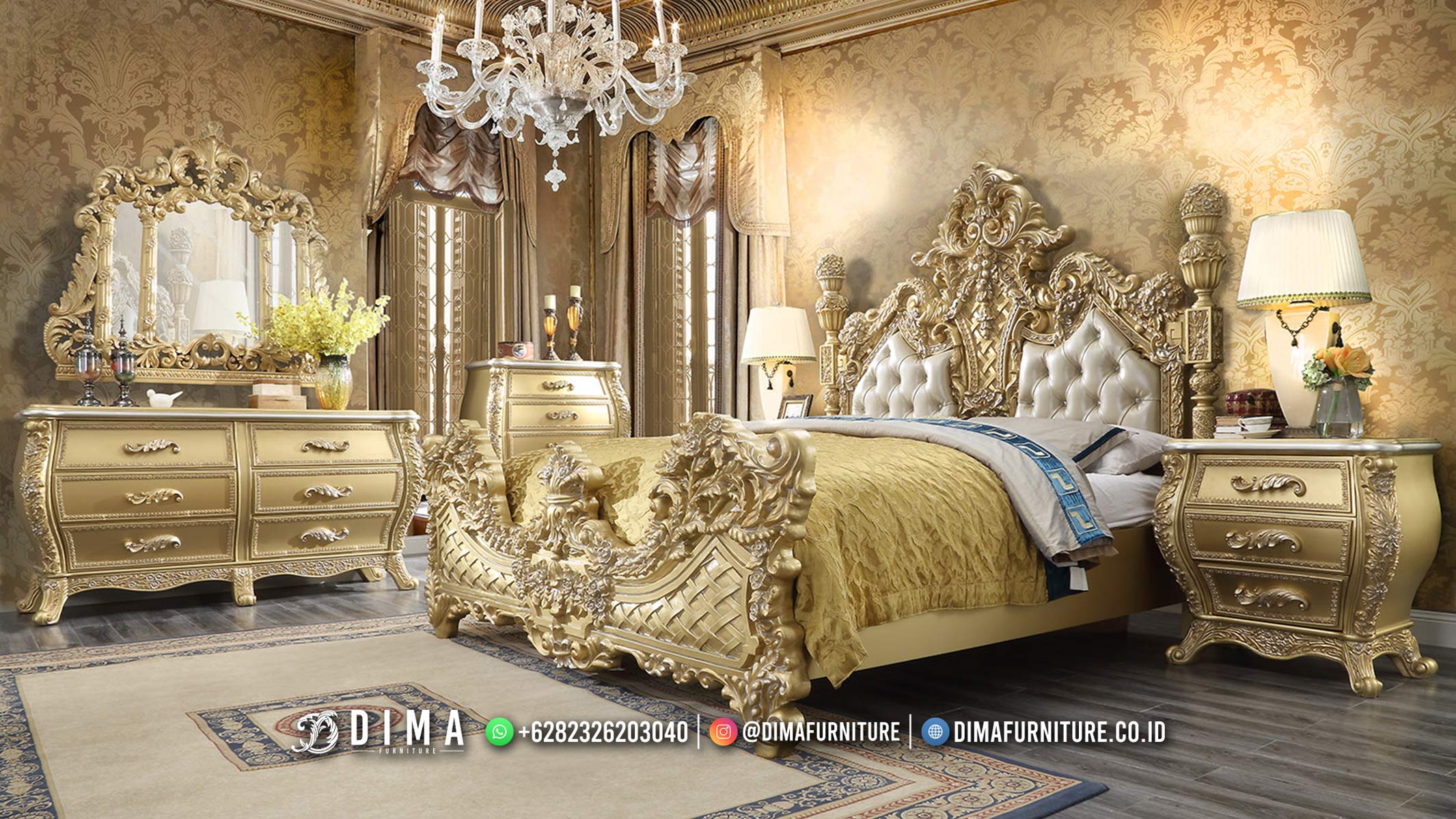 Kamar Set Raja Sultan Desain Super Mewah Glamours Item Carving DF-2553