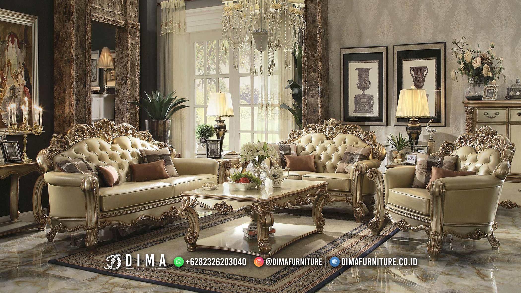 Sofa Tamu Mewah Ukir Jepara Elegant Design Armstrong Gold Duco DF-2552