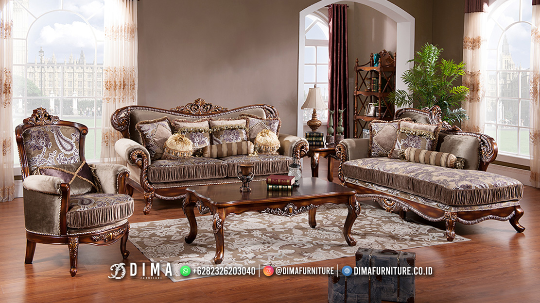 Kursi Sofa Ruang Tamu Klasik Kayu Jati Mewah Top Quality DF-2683