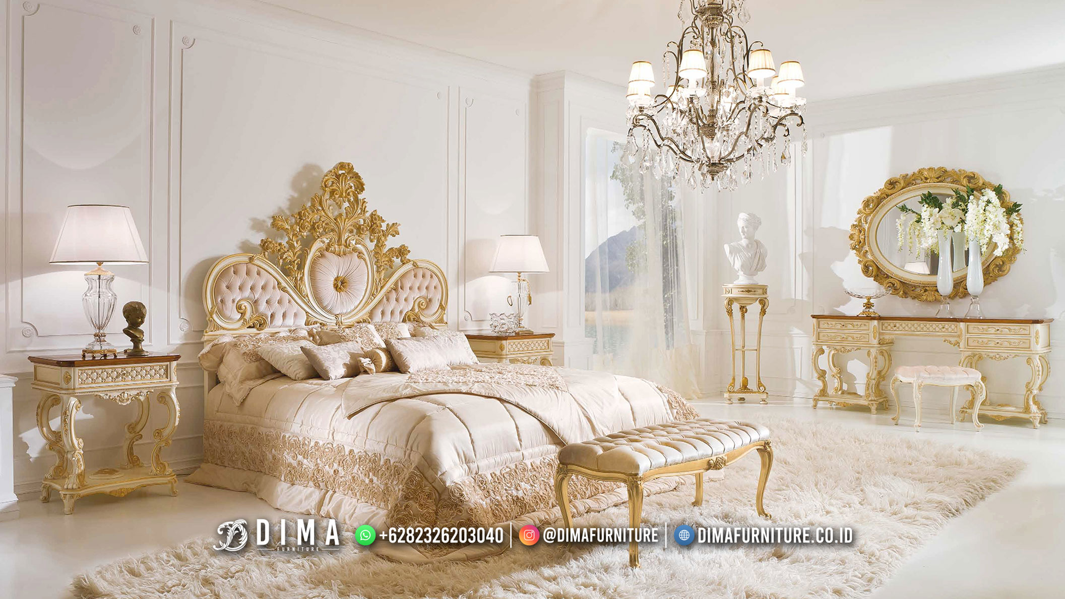 Set Kamar Tidur Mewah Modern Luxury Carving Golden Thomas DF-2629