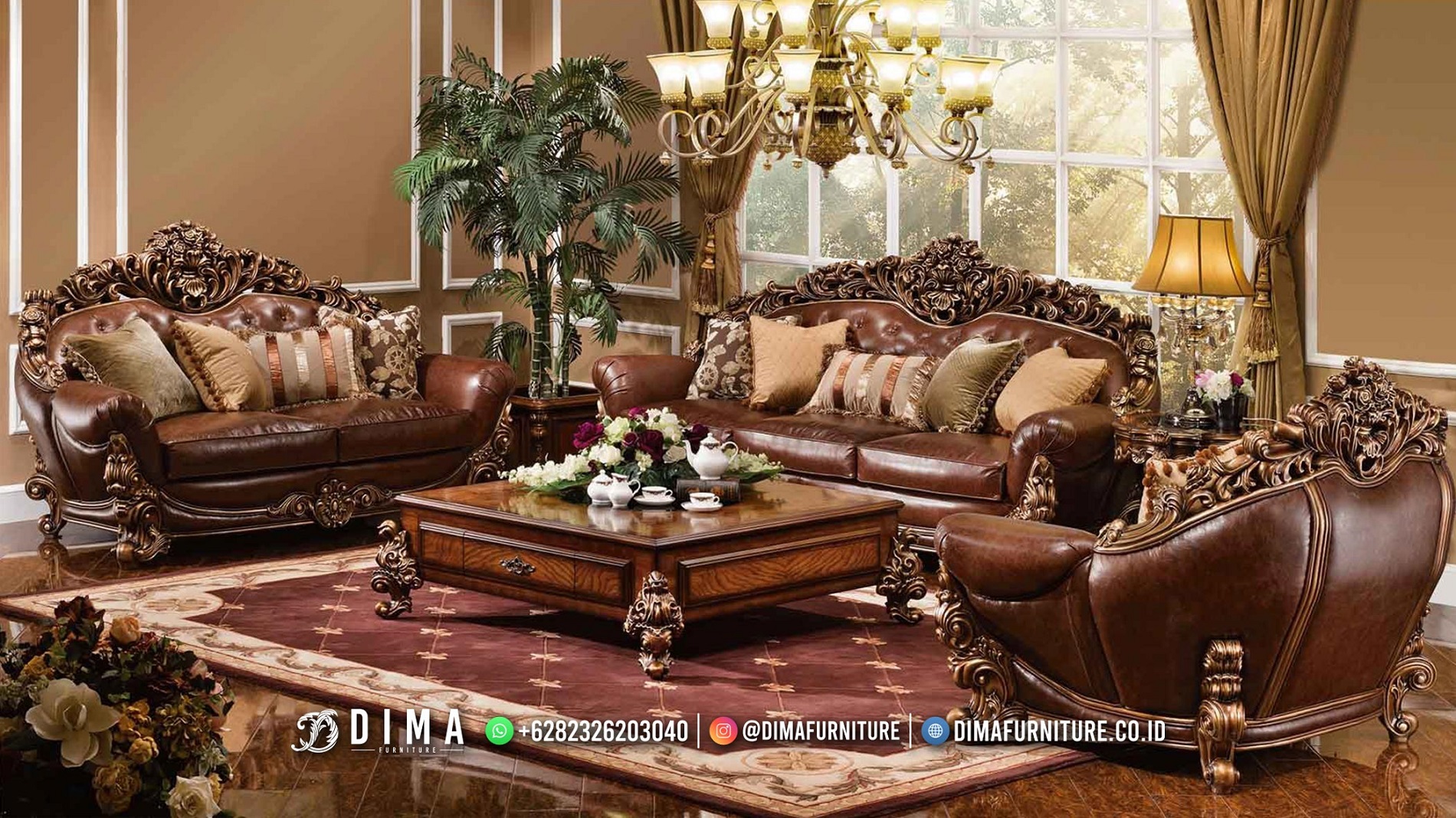 Kursi Tamu Jati Albern Terbaru Luxury Carving Furniture DF-2753