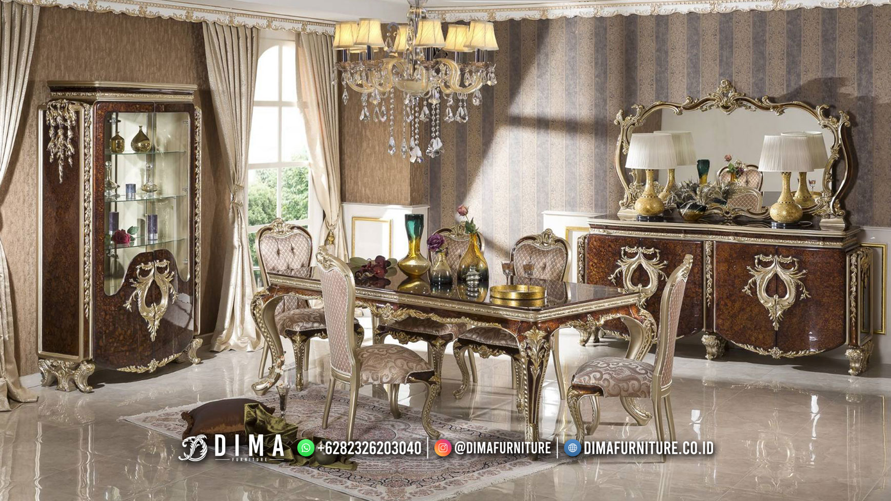 Patricia Meja Makan Mewah Terbaru Luxury Furniture Jepara DF-2707