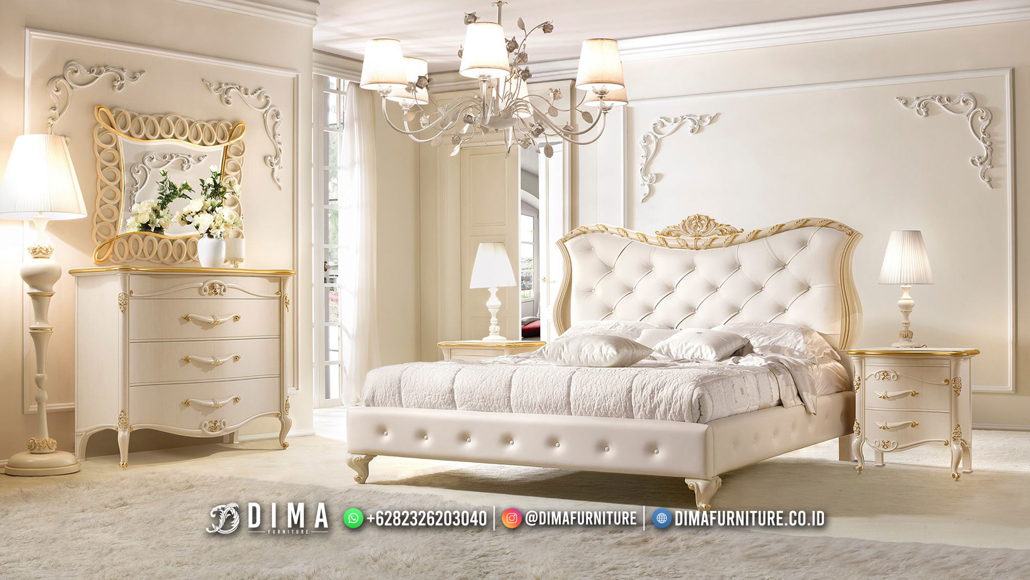 Tempat Tidur Mewah Cantik Full Jok Luxurious Art Deco Design DF-2741