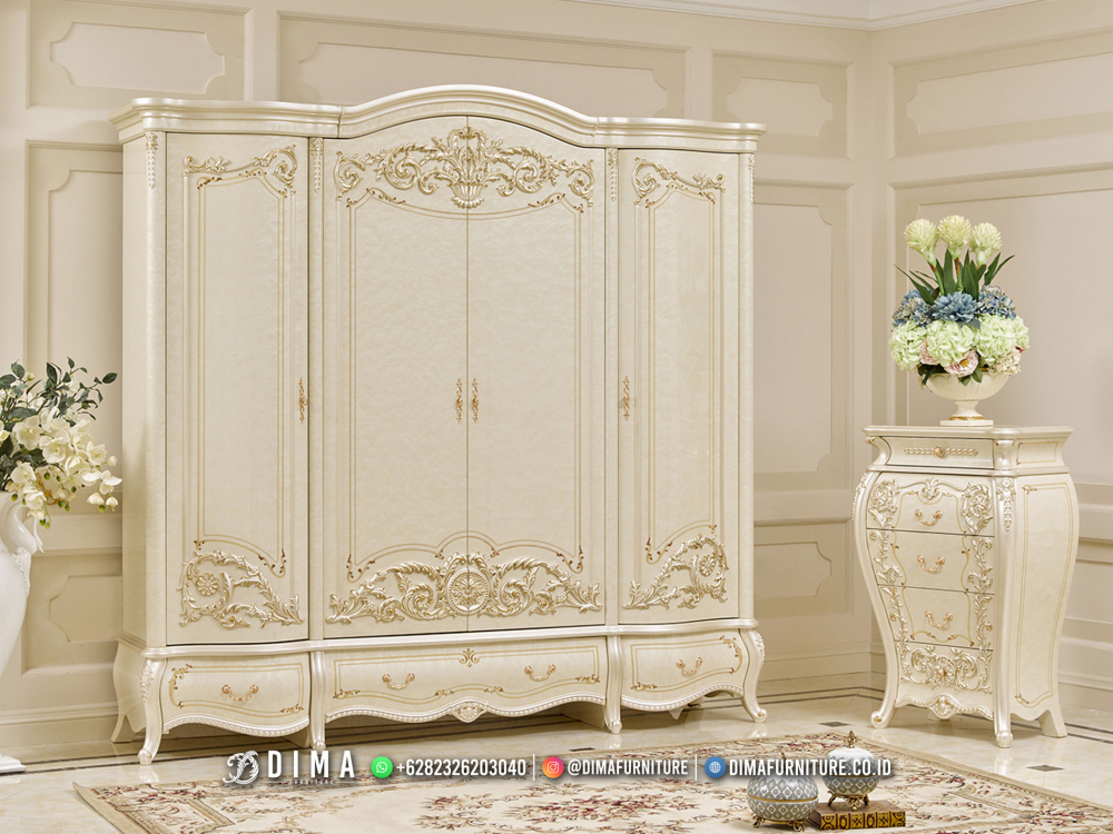 New Design Lemari Pakaian Mewah 4 Pintu Excelent Shabby DF-2840