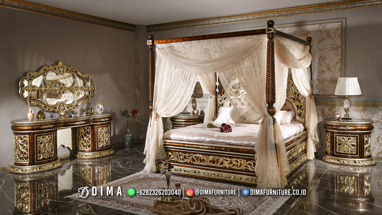 Dipan Kamar Mewah Model Kanopi, Tempat Tidur Modern Luxury Kingdom DF-2898