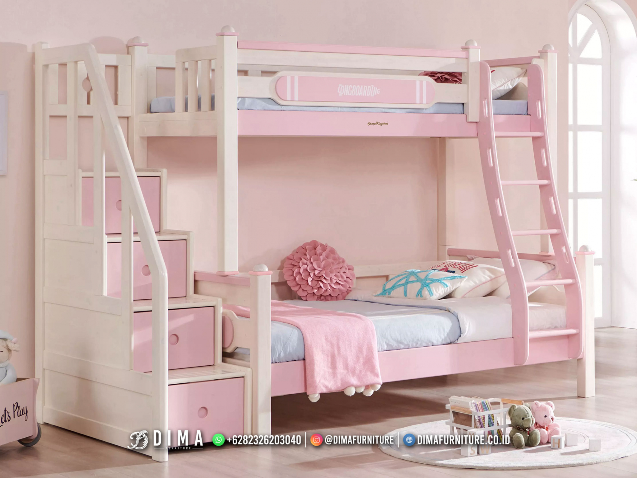 Kamar Set Anak Cantik, Set Tempat Tidur Tingkat Amazing DF-2966