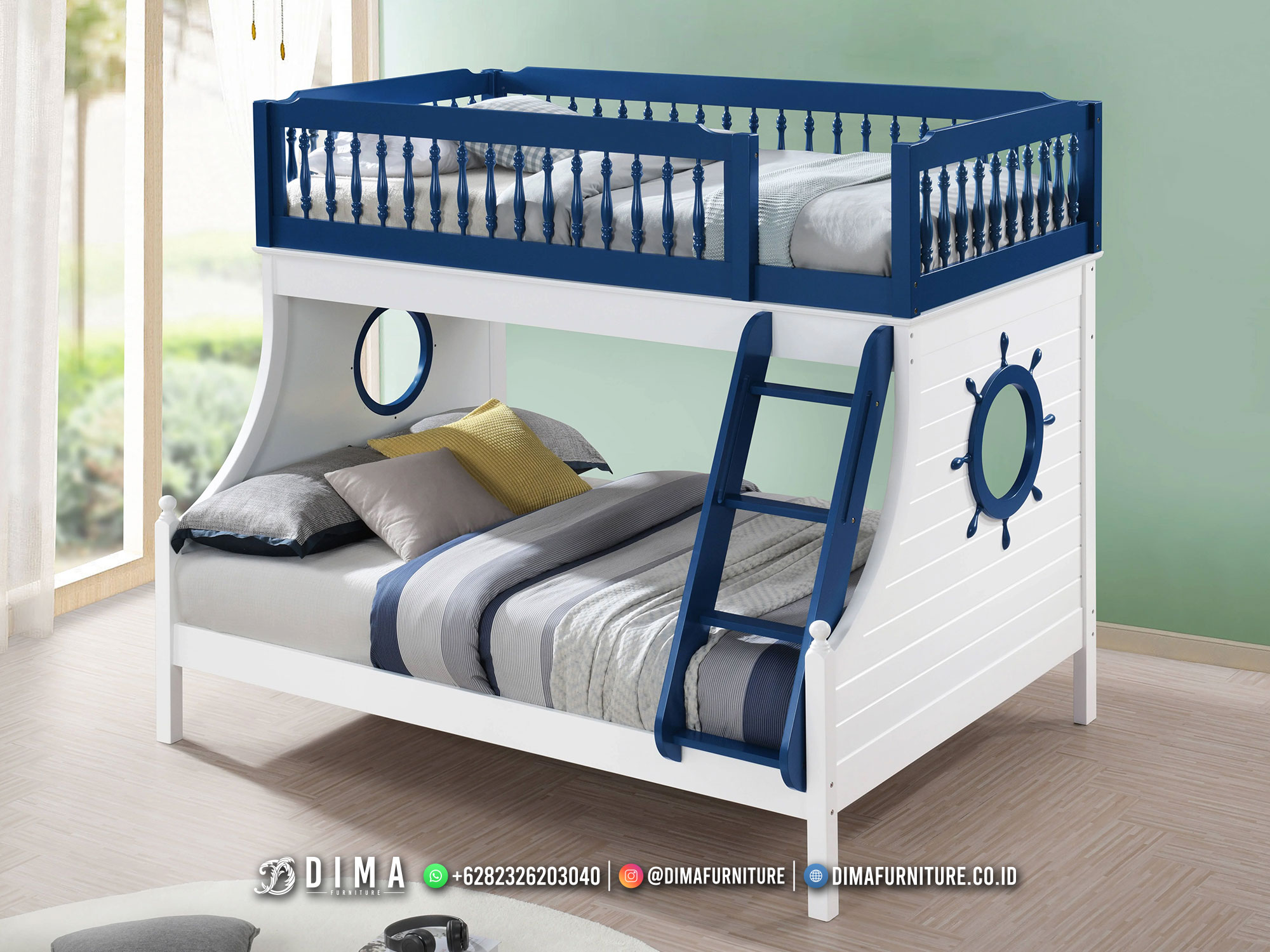 Tempat Tidur Anak Desain Nyaman, Dipan Tingkat Blue Royals DF-2971