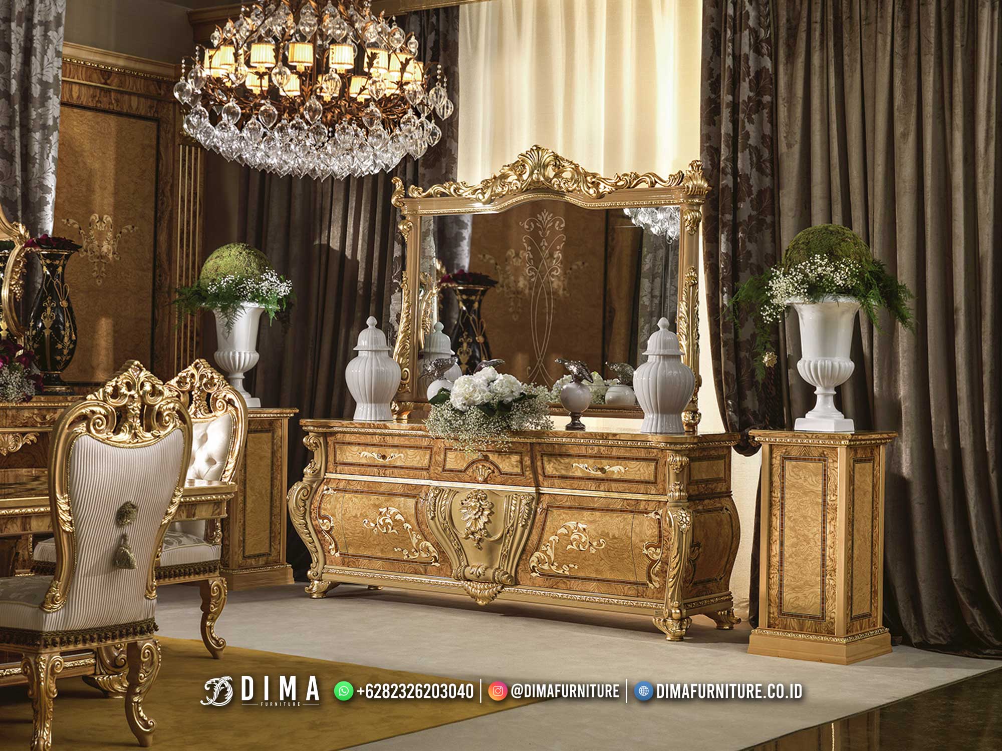 Khayla Meja Konsol Mewah Sultan Glamours Gold Carving Medan DF-3037