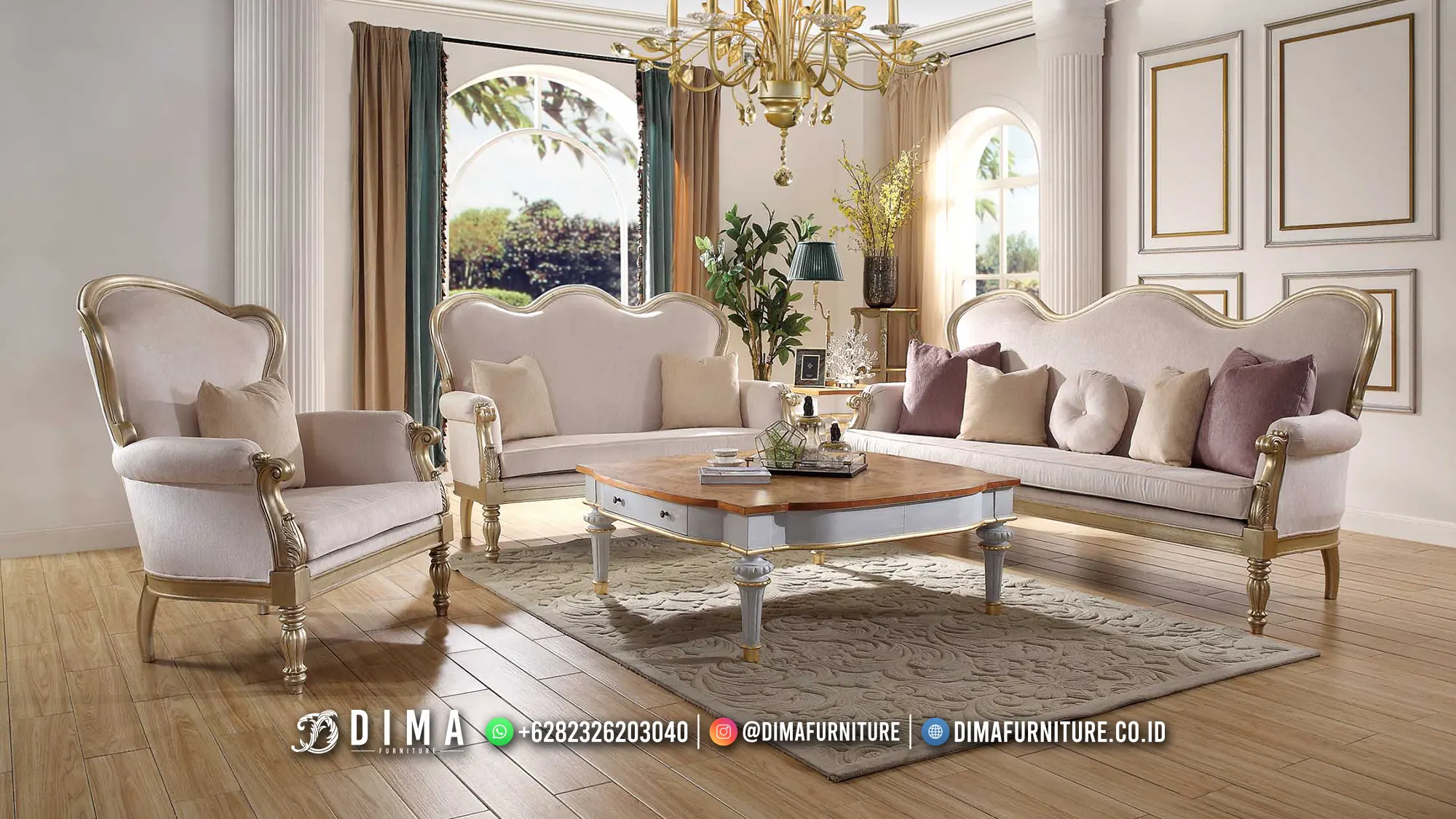 Best Selling Kursi Ruang Tamu Mewah Classic Furniture Bandung DF-3125