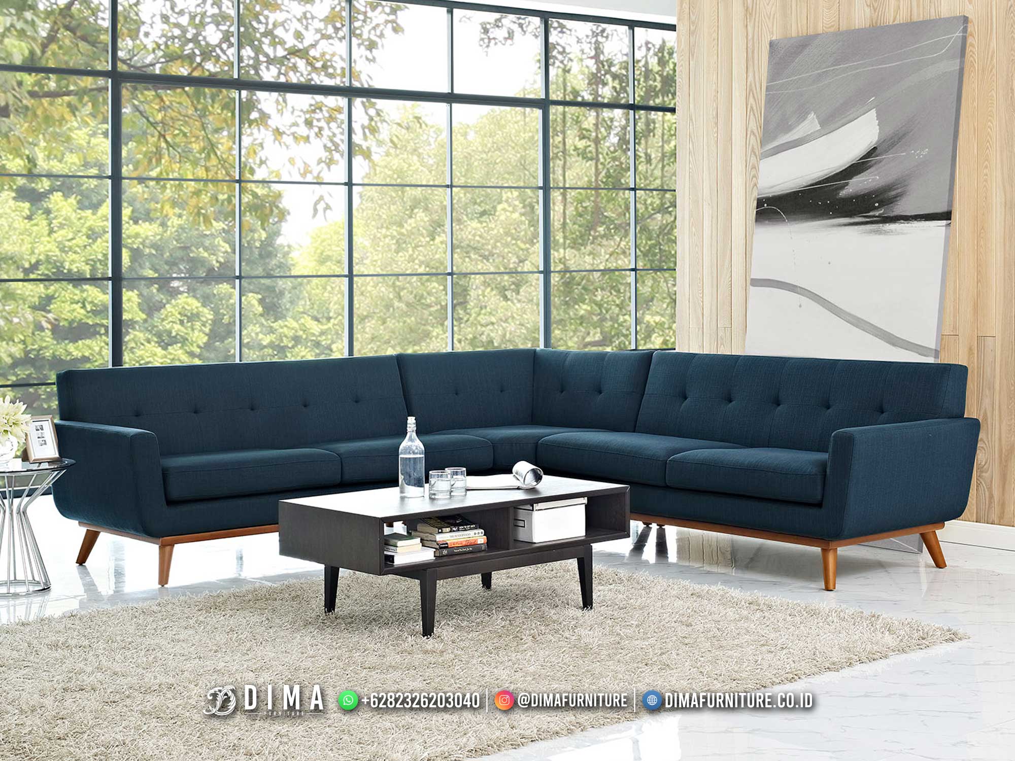 Model Sofa Ruang Tamu Retro Sudut Modern New Collection DF-3123