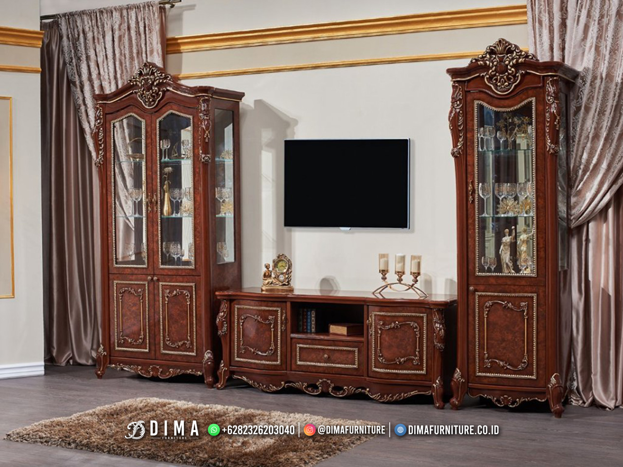Bufet TV Mewah Jati Natural Classic Furniture Jepara DF-3260