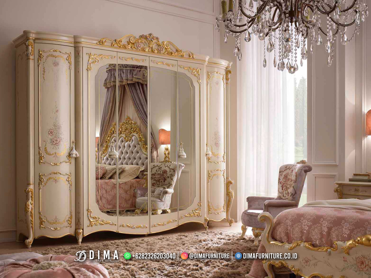 Elegant Vintage Lemari Pakaian Mewah Jakarta Good Furniture DF-3256