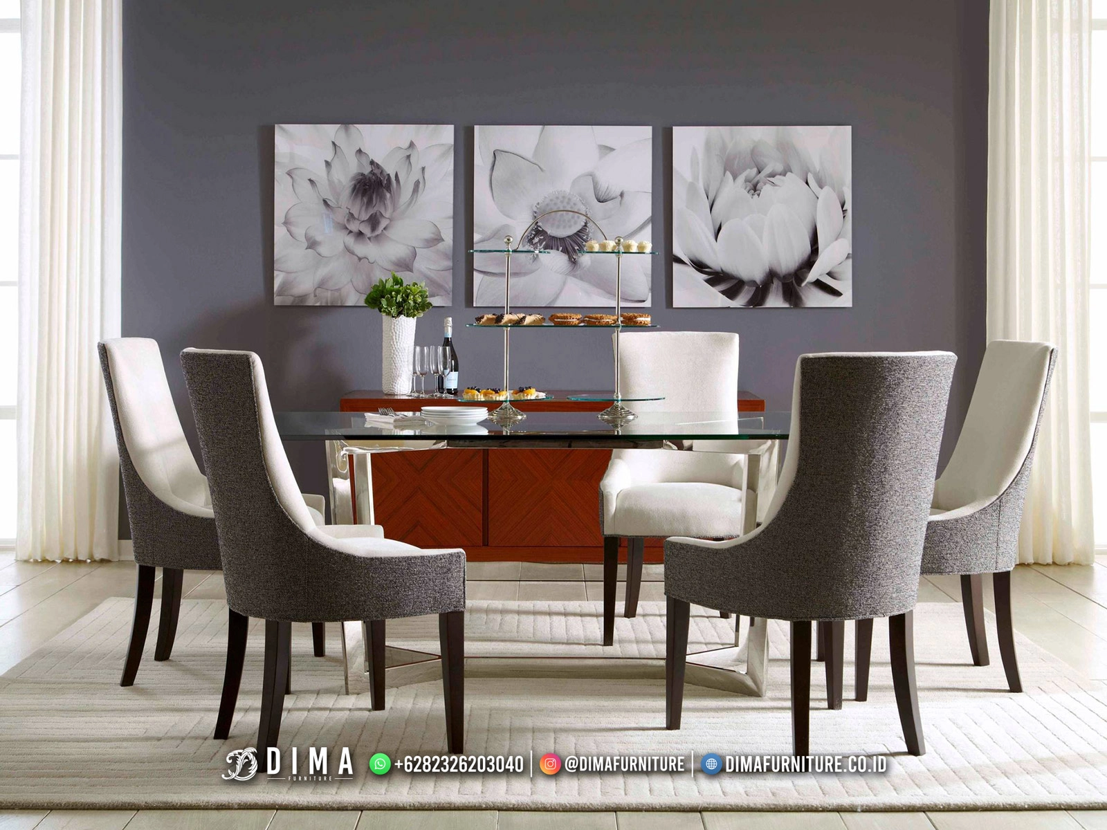 Set Meja Makan Terbaru Minimalis Cantik Italy Style DF3526 Set Meja Makan Terbaru Minimalis Cantik Italy Style DF3526