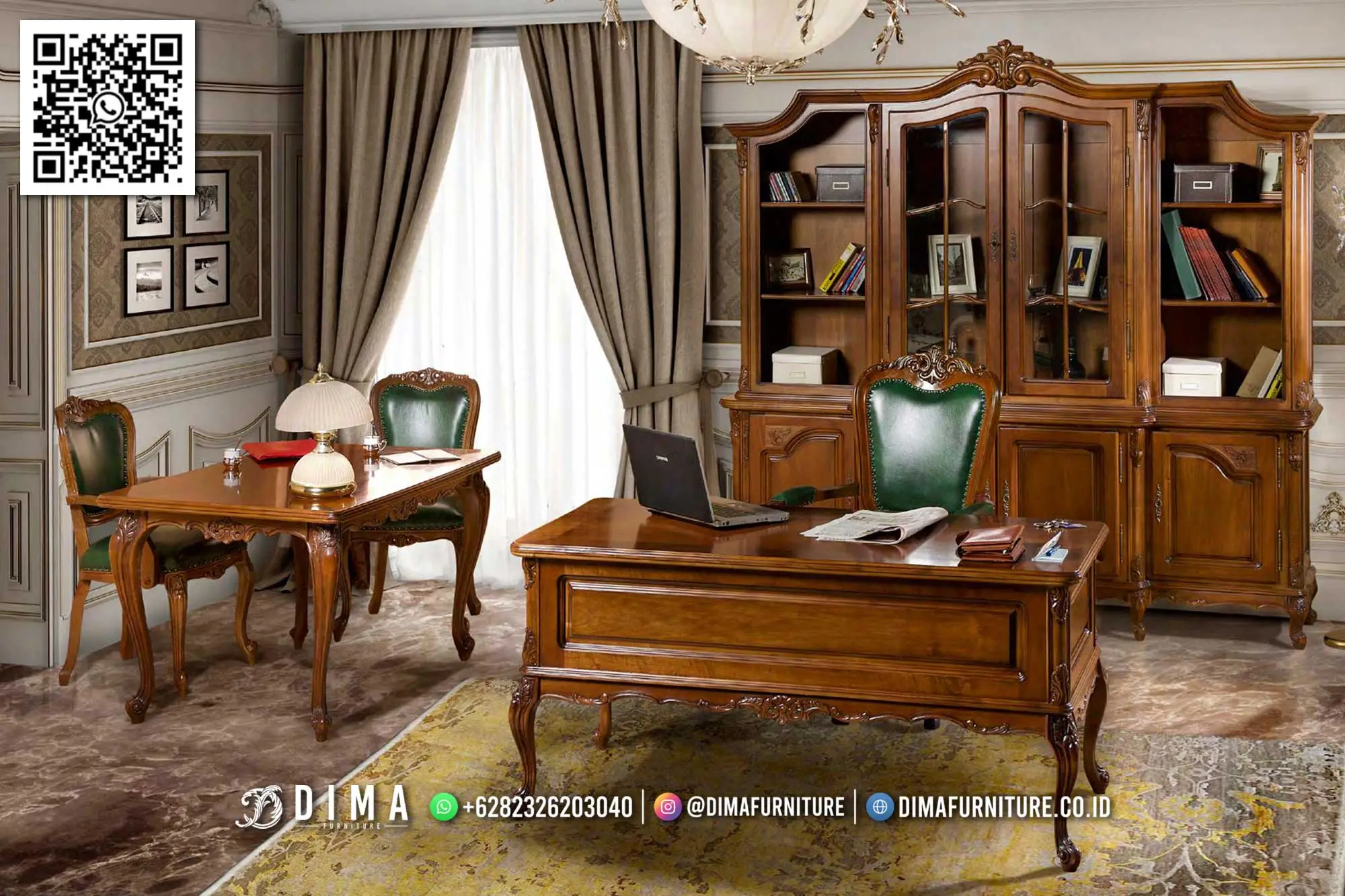 Meja Kantor Klasik Elegan Valerio Kayu Jati Asli Jepara 135DF Meja Kantor Klasik Elegan Valerio Kayu Jati Asli Jepara 135DF