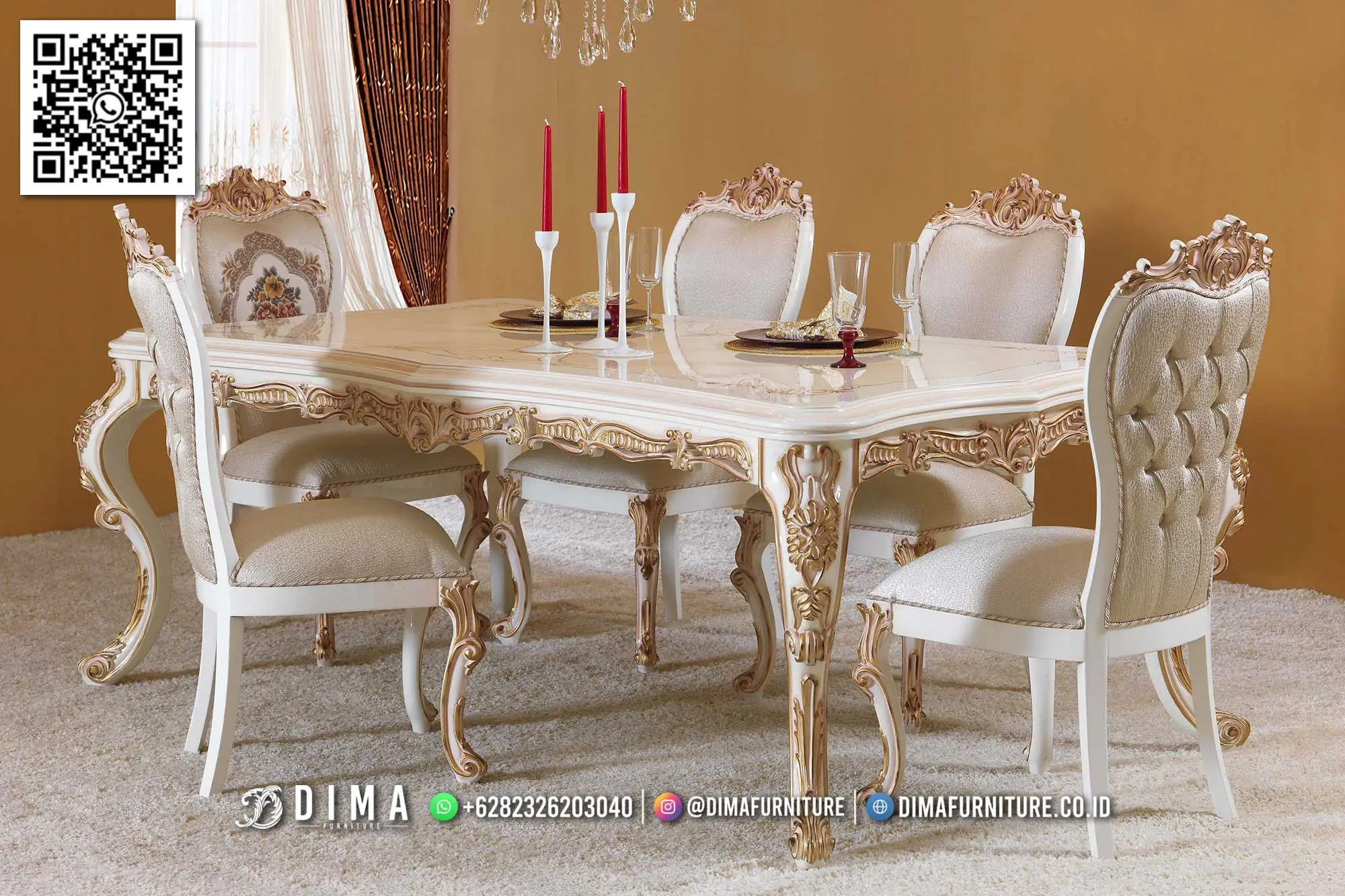 Meja Makan Mewah Dima Versailles – Elegansi Tiada Batas 161DF