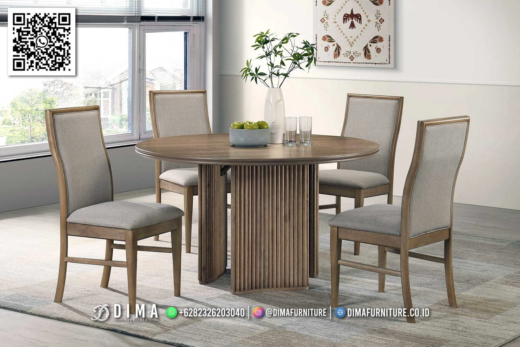 Meja Makan Kayu Jati Evelyn Round – Stylish dan Cozy 232DF Meja Makan Kayu Jati Evelyn Round – Stylish dan Cozy 232DF