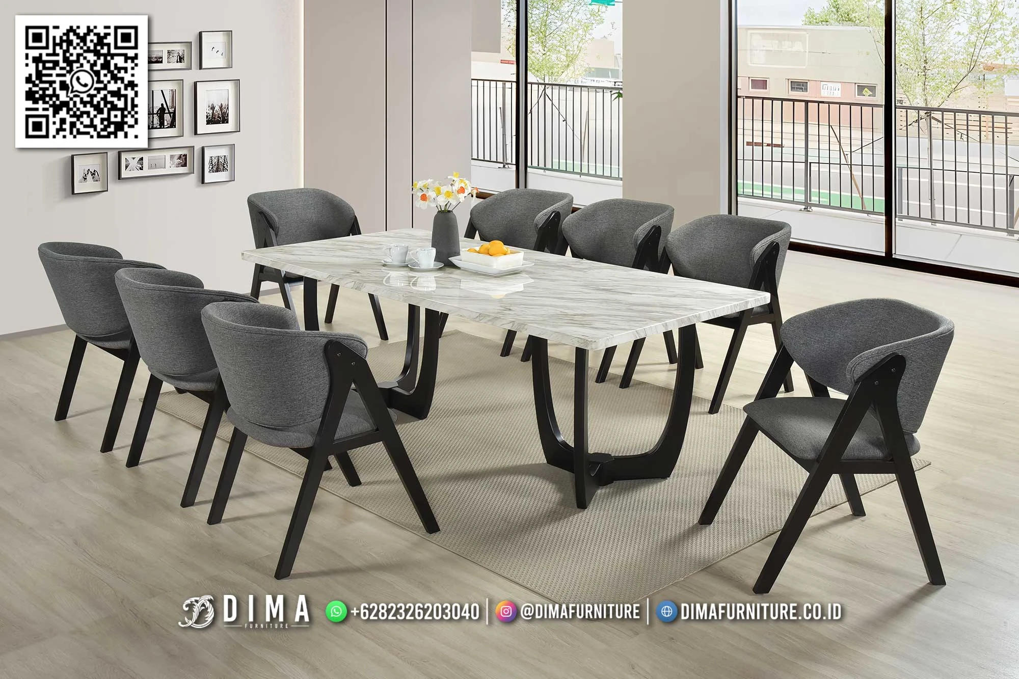 Set Meja Makan Winston – Marble Premium 8 Kursi 231DF Set Meja Makan Winston – Marble Premium 8 Kursi 231DF