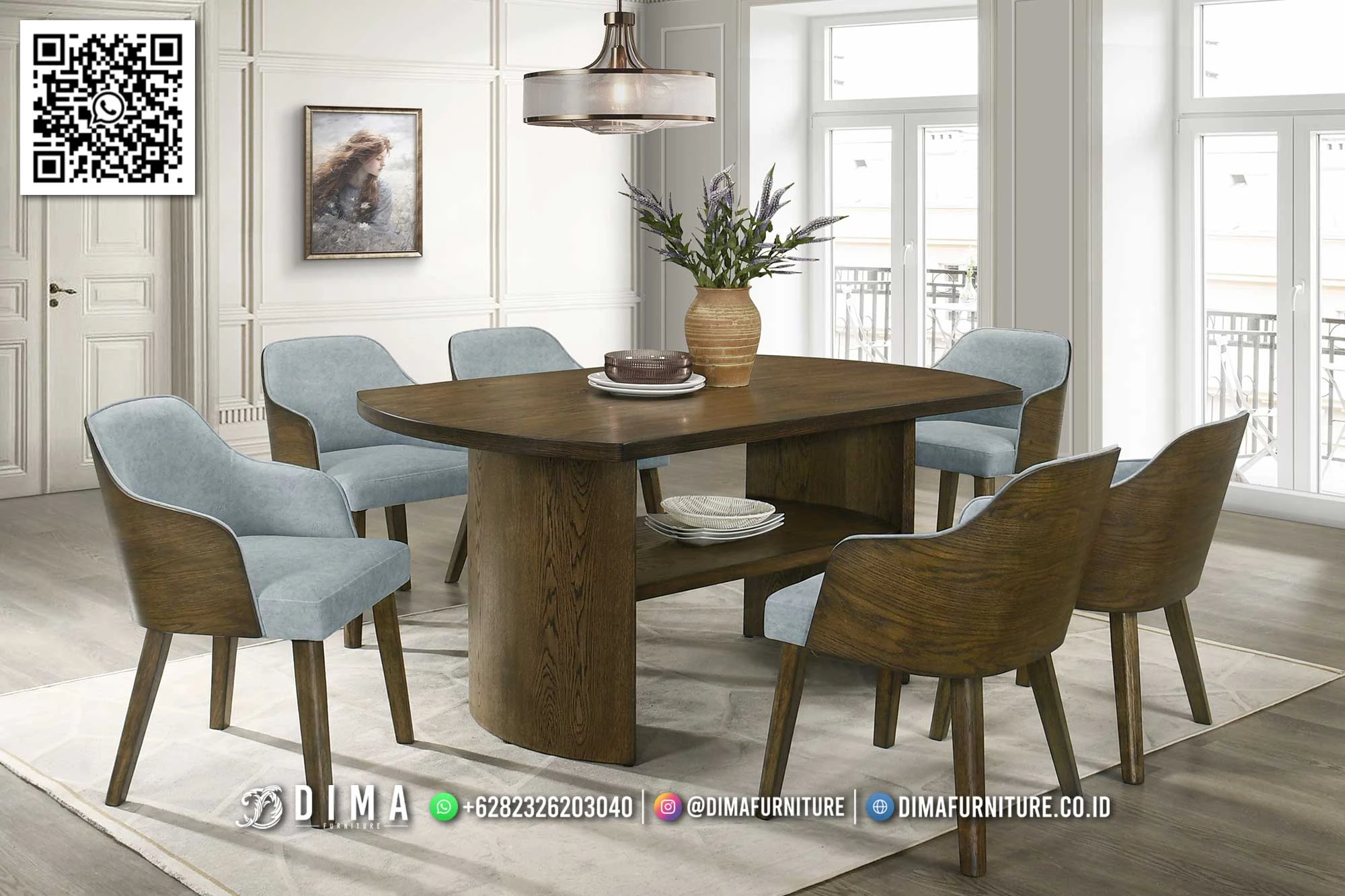 Set Ruang Makan Jati Solid – Meja Makan Elegan 227DF Set Ruang Makan Jati Solid – Meja Makan Elegan 227DF