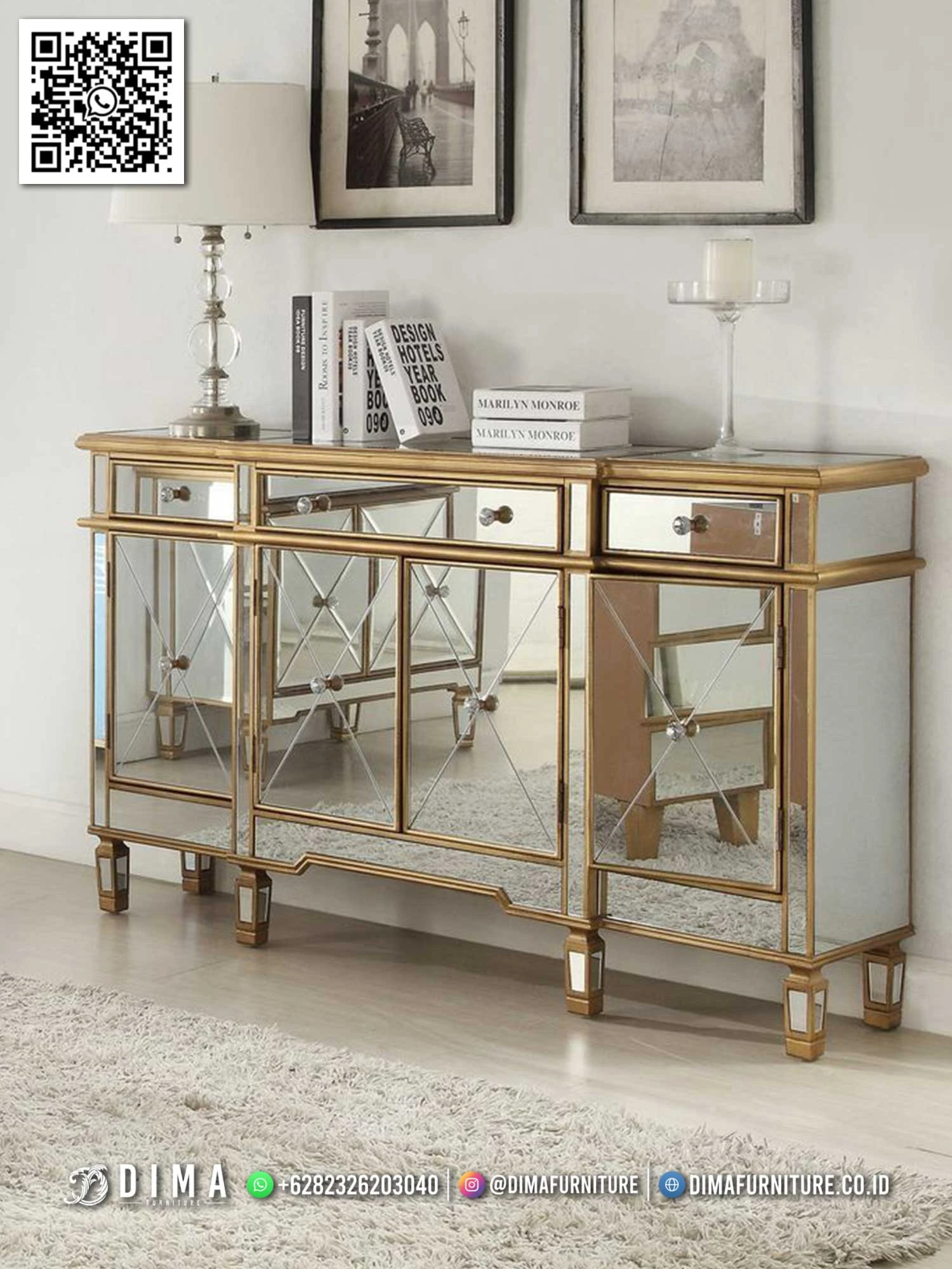 Meja Console Cermin Gold Exclusive Luxury Cecilia 309DF Meja Console Cermin Gold Exclusive Luxury Cecilia 309DF