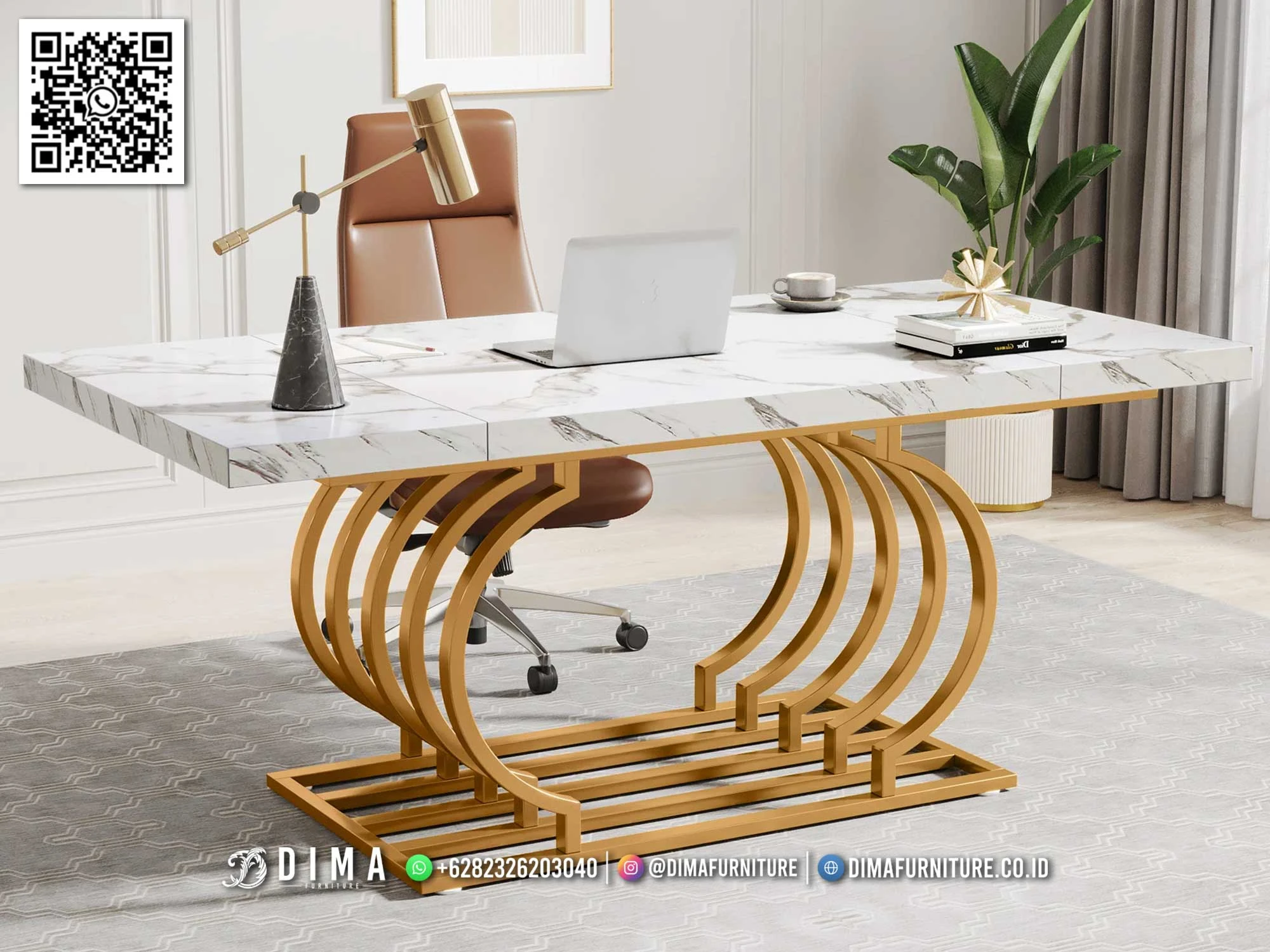Meja Kantor Marmer Premium Arcadia Gold Stainless Mewah 260DF Meja Kantor Marmer Premium Arcadia Gold Stainless Mewah 260DF