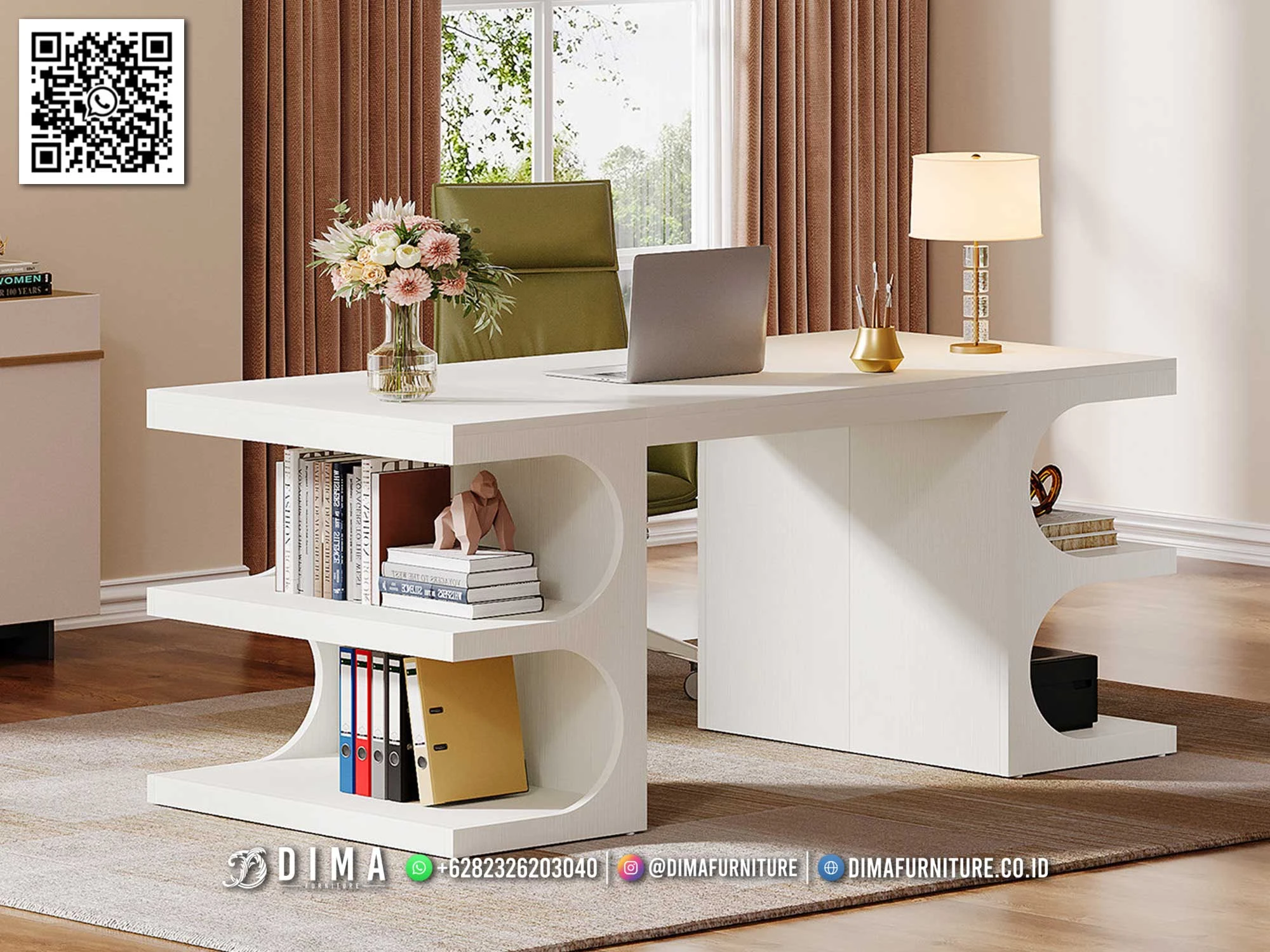 Meja Kantor Putih Modern Minimalis Premium Smart Desk 305DF Meja Kantor Putih Modern Minimalis Premium Smart Desk 305DF