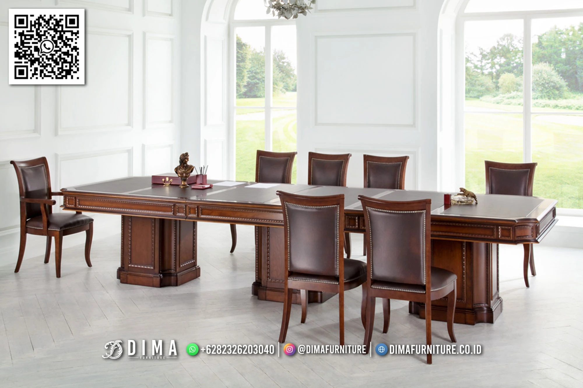 Meja Rapat Direktur Jati Elegan Derlyn Top Quality 292DF Meja Rapat Direktur Jati Elegan Derlyn Top Quality 292DF