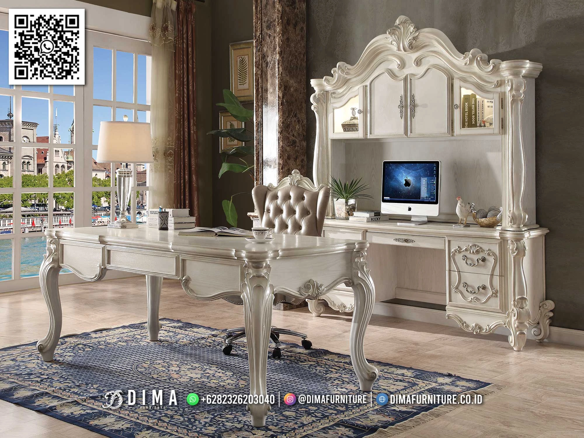 Set Meja Kantor Ivory Klasik Ukiran Mewah Charming 306DF Set Meja Kantor Ivory Klasik Ukiran Mewah Charming 306DF