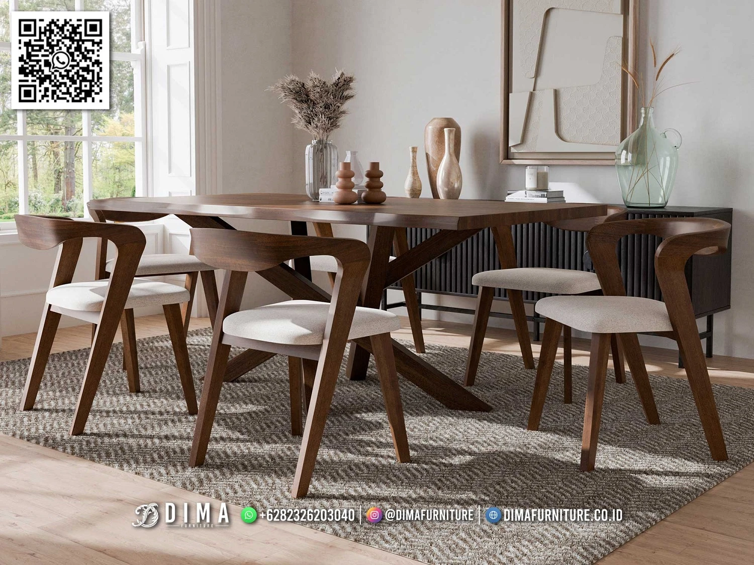 Set Meja Makan Minimalis Carlissa Luxury Jati 346DF Set Meja Makan Minimalis Carlissa Luxury Jati 346DF