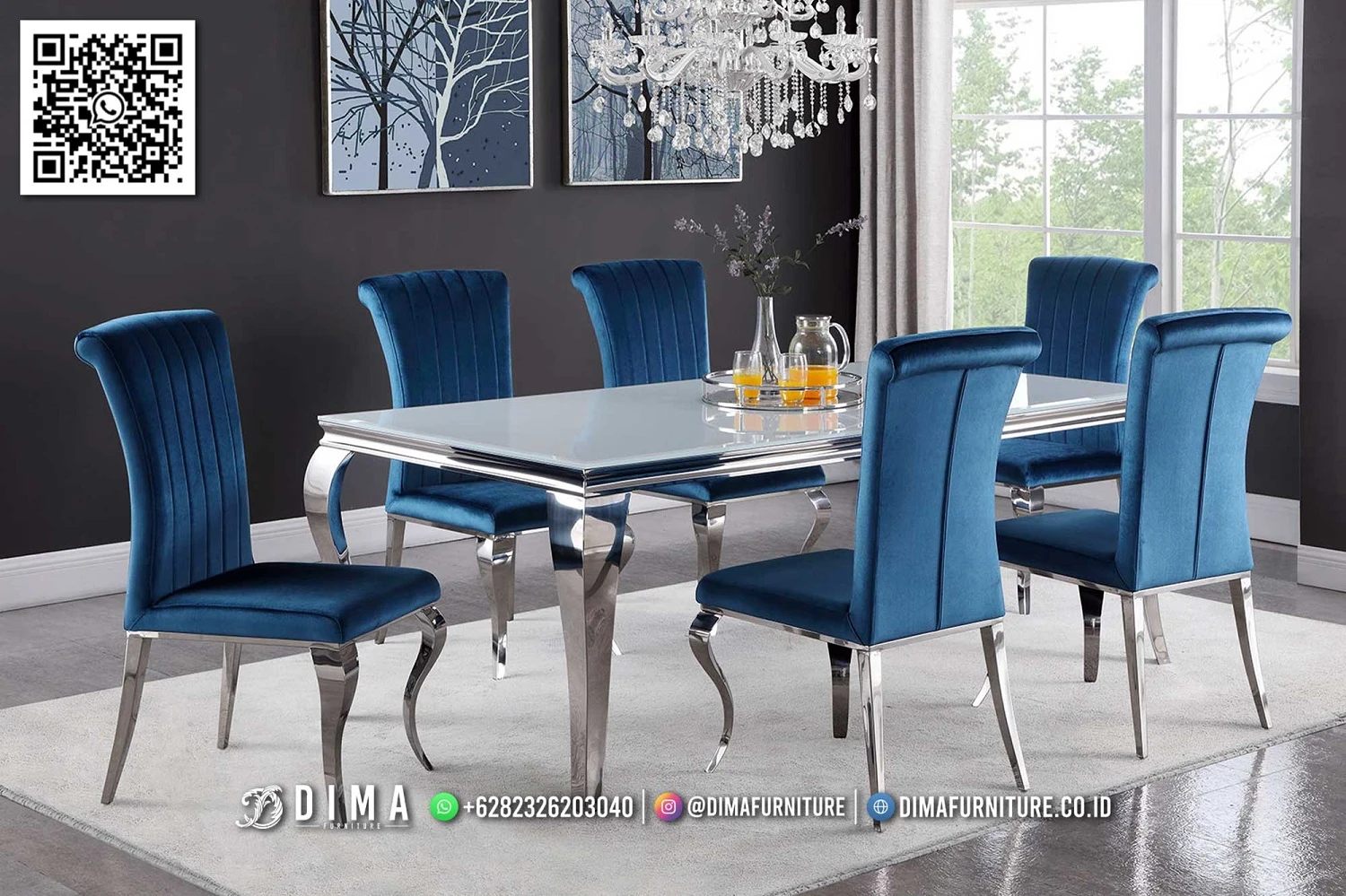 Model Meja Makan Minimalis Jepara Celeste Silver 395DF Model Meja Makan Minimalis Jepara Celeste Silver 395DF