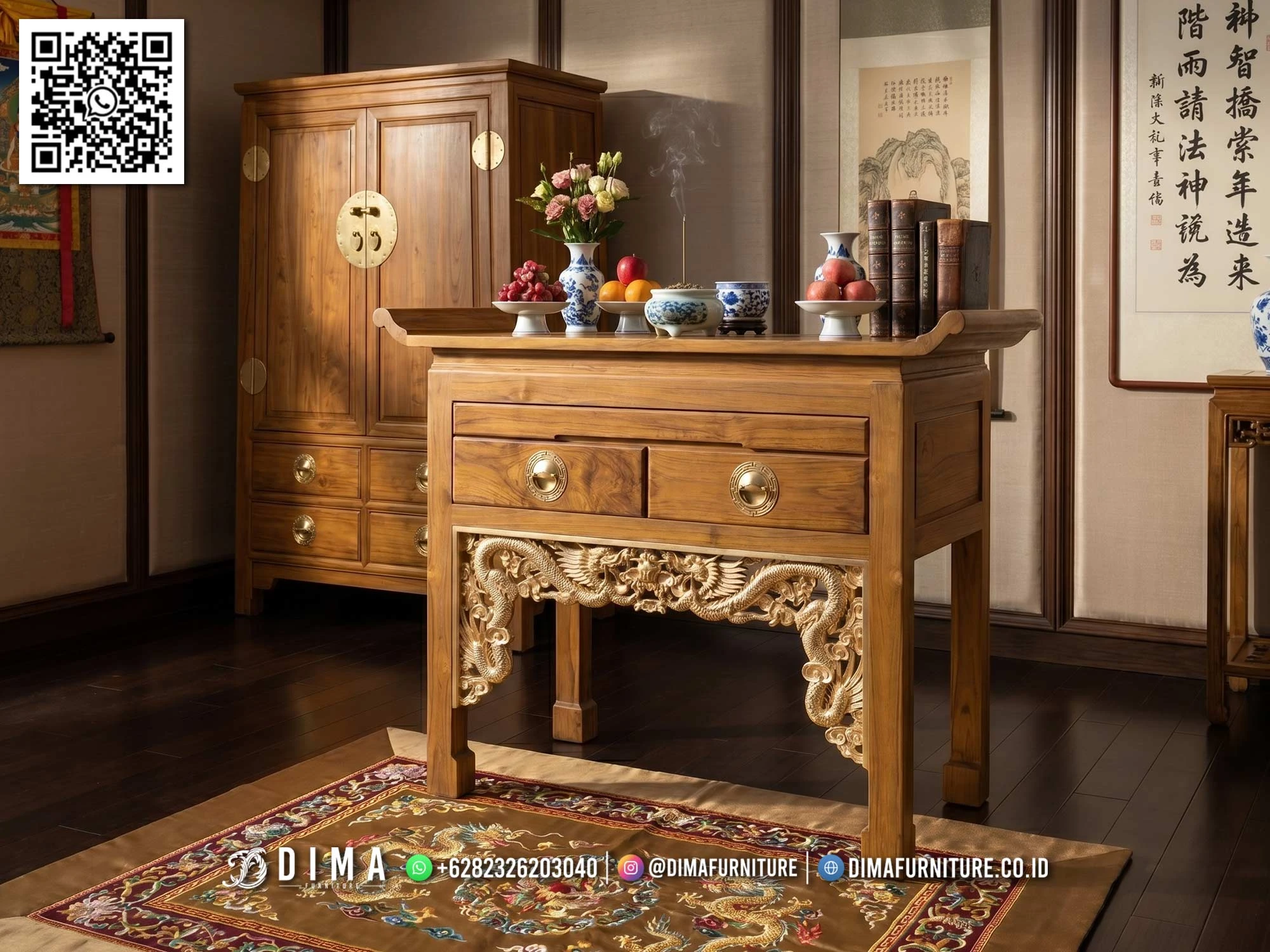 Meja Altar Sembahyang Ukir Naga Antique Oriental Asian 438DF Meja Altar Sembahyang Ukir Naga Antique Oriental Asian 438DF