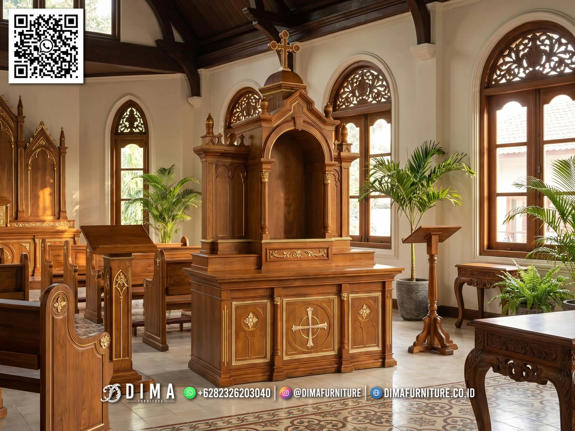 Mimbar Gereja Jati Premium Salib Elegan Victoria 418DF Mimbar Gereja Jati Premium Salib Elegan Victoria 418DF