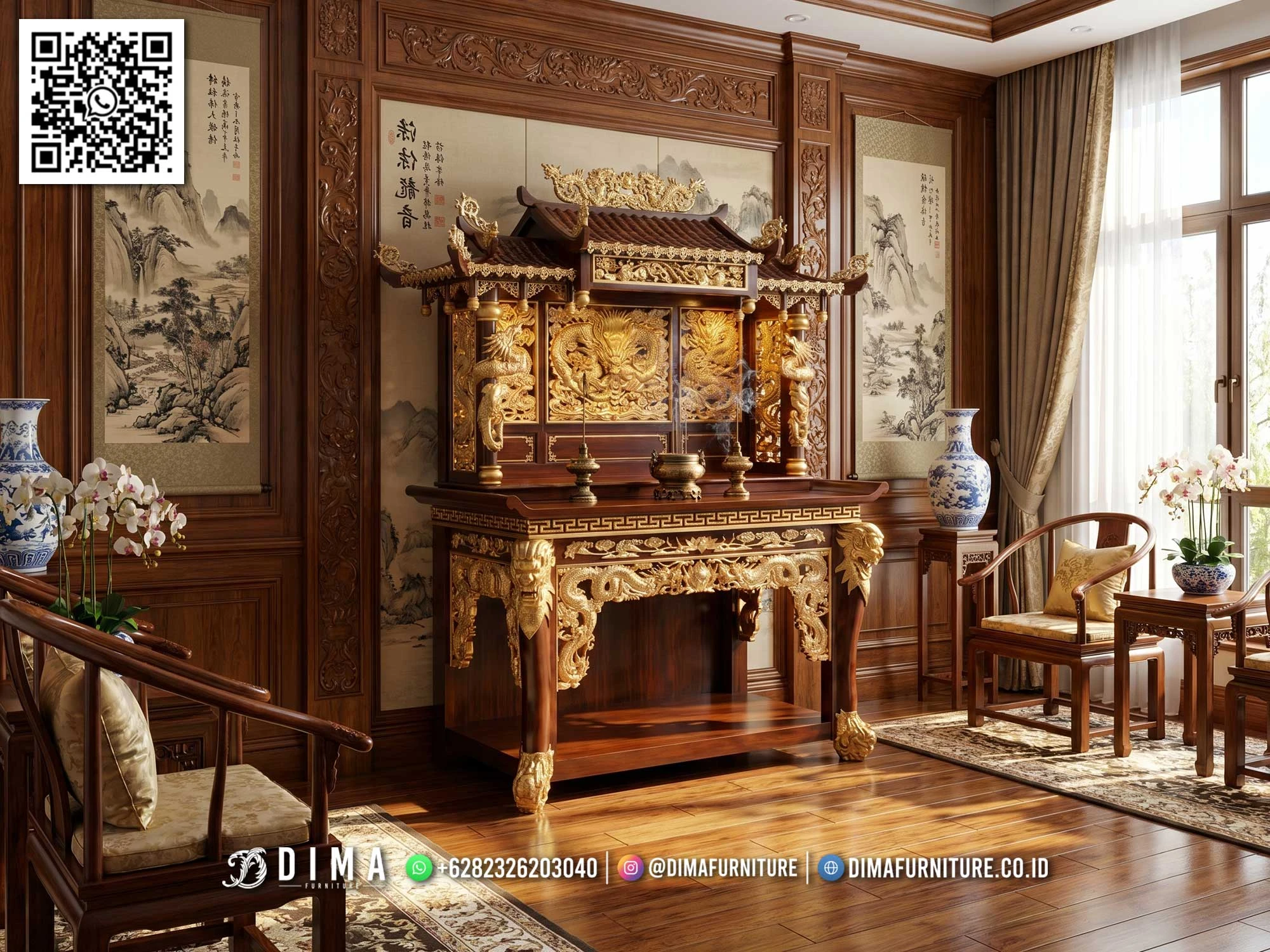 Mimbar Sembahyang Meja Altar Premium Ukir Naga 428DF Mimbar Sembahyang Meja Altar Premium Ukir Naga 428DF