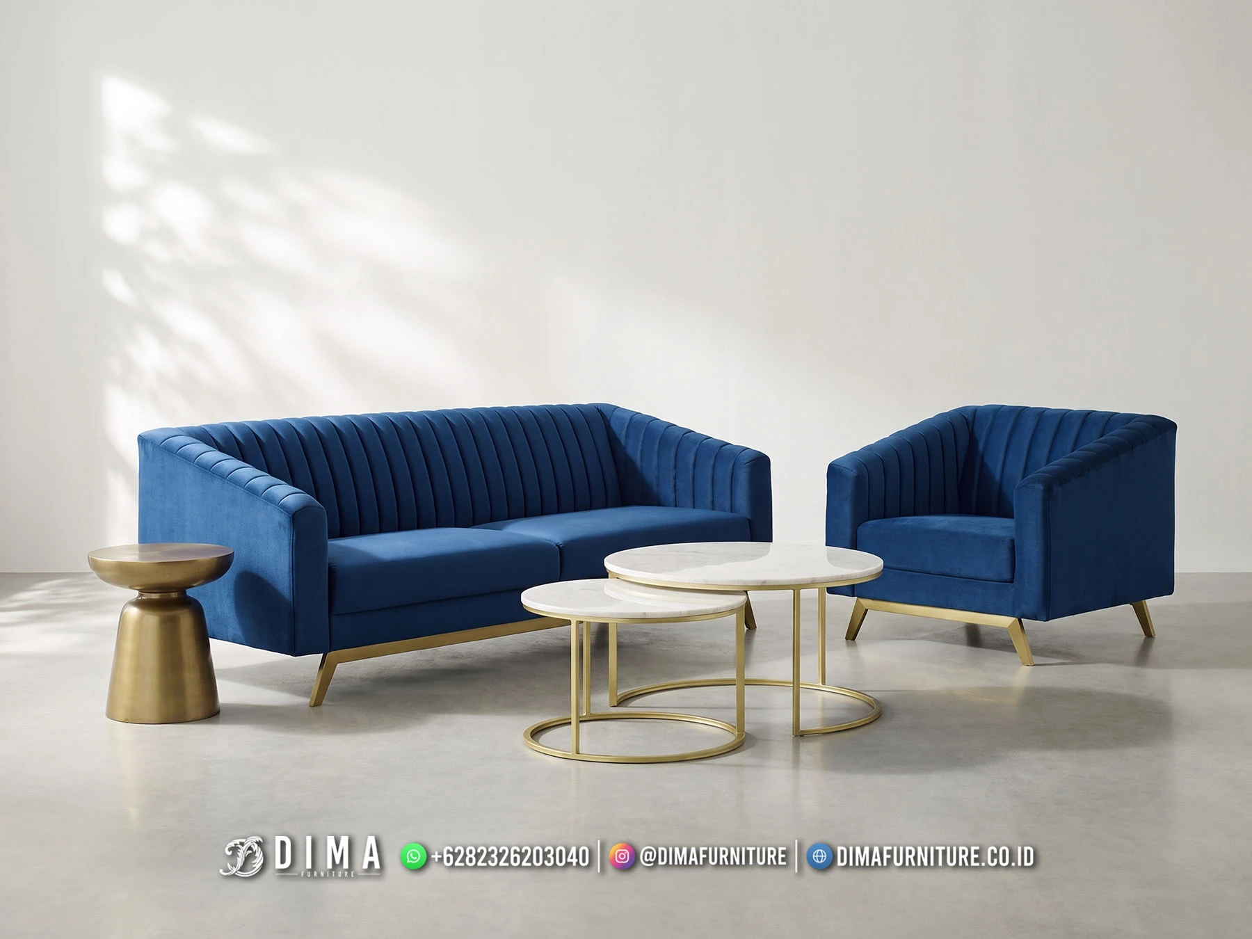 Set Sofa Tamu Minimalis Velvet Biru Jepara 472DF Set Sofa Tamu Minimalis Velvet Biru Jepara 472DF